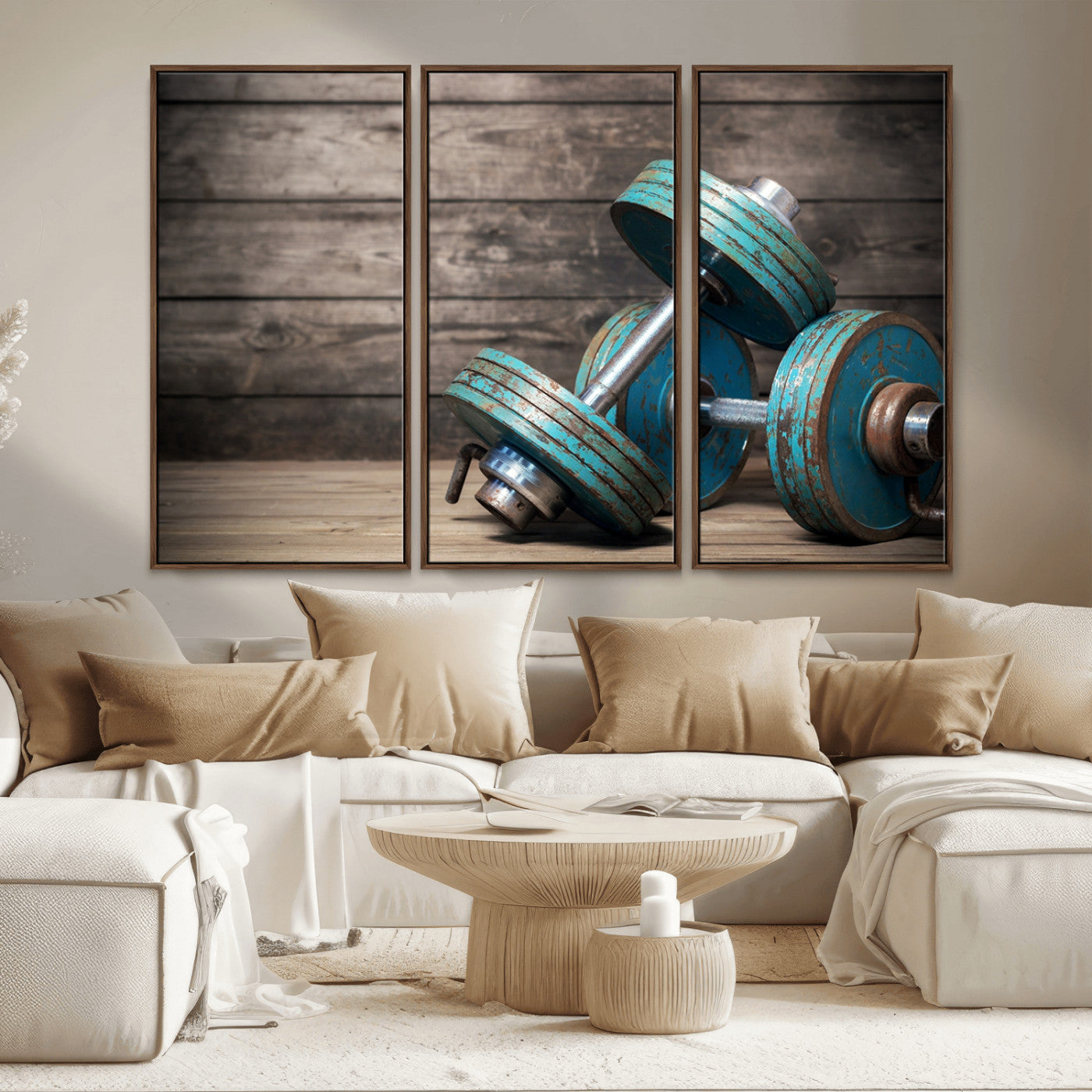 MGV-FC-48X32-3P - Dambell and Sport Wall Art Canvas Print