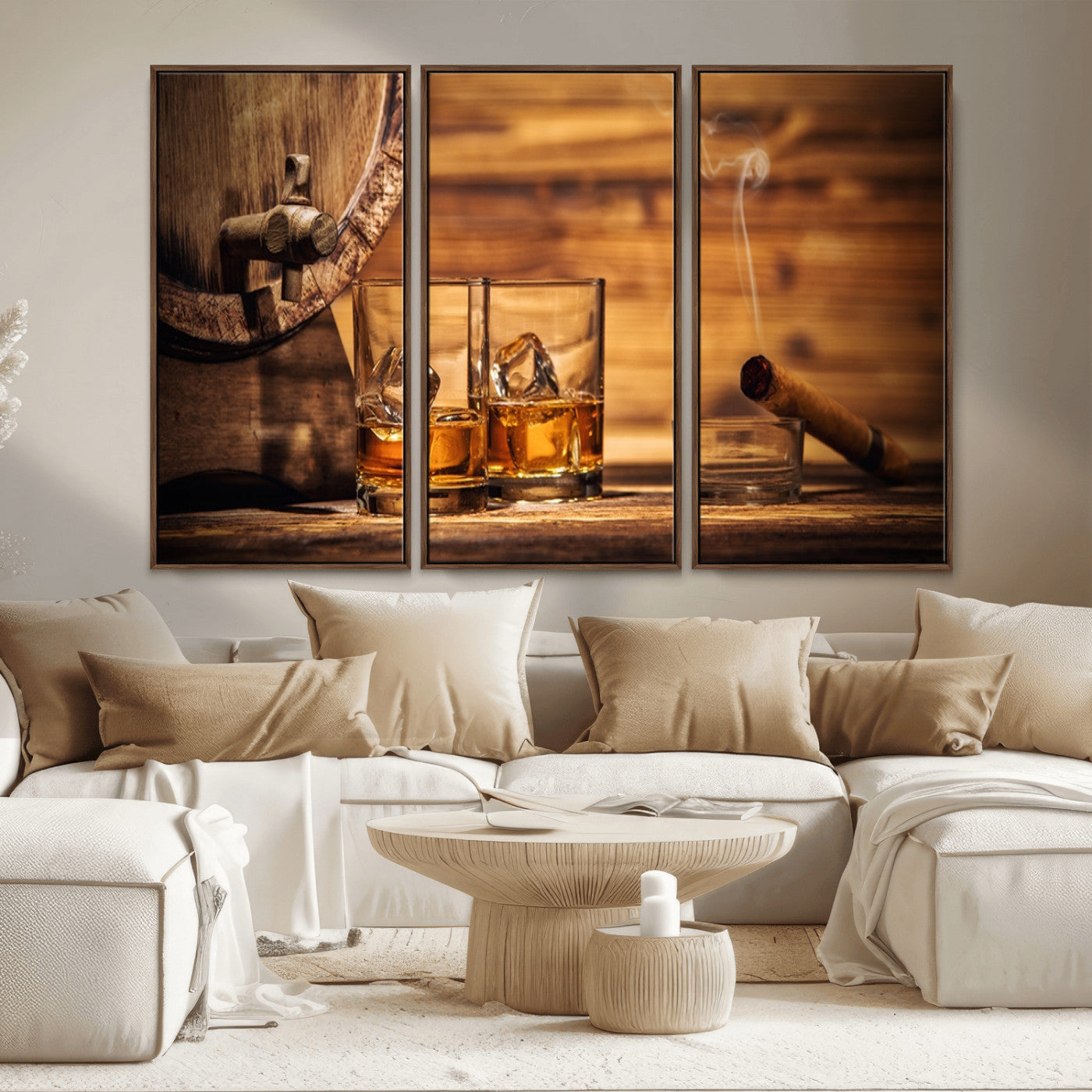 MGV-FC-48X32-3P - Rustic Whiskey and Barrel Canvas Print