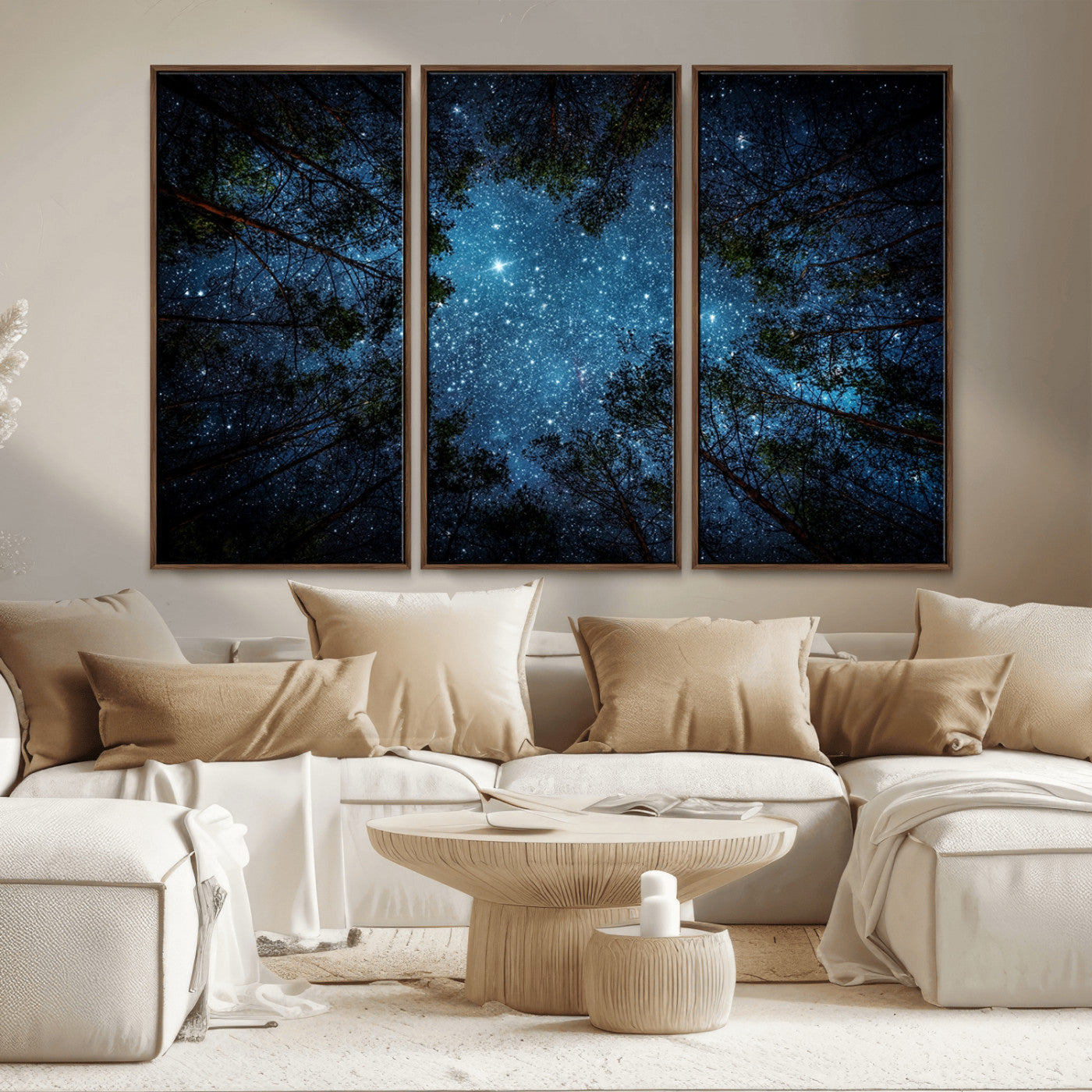 MGV-FC-48X32-3P - Forest and Stars Wall Art Canvas Print