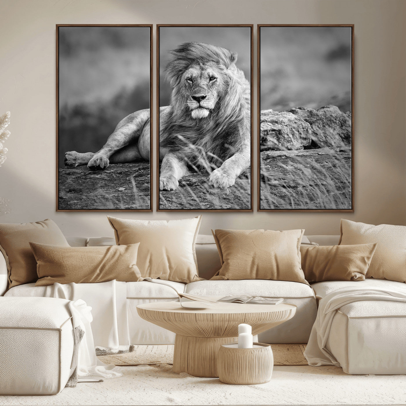 MGV-FC-48X32-3P - King of Forest Lion Wall Art Canvas Print