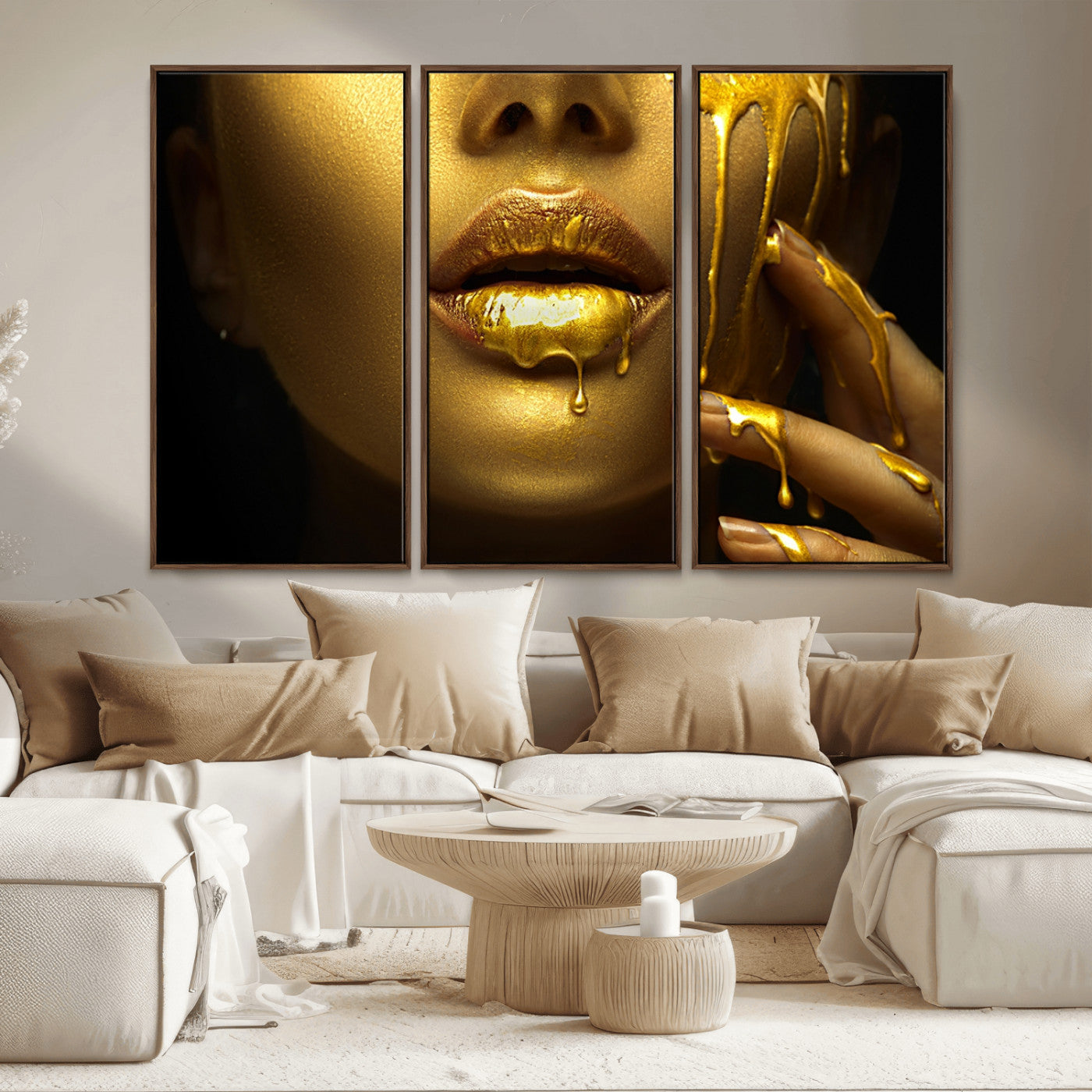 MGV-FC-48X32-3P - Gold and Women Wall Art Canvas Print