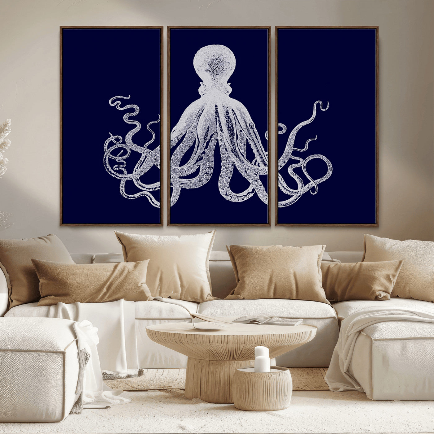 MGV-FC-48X32-3P - Blue Octopus Wall Art Canvas Print