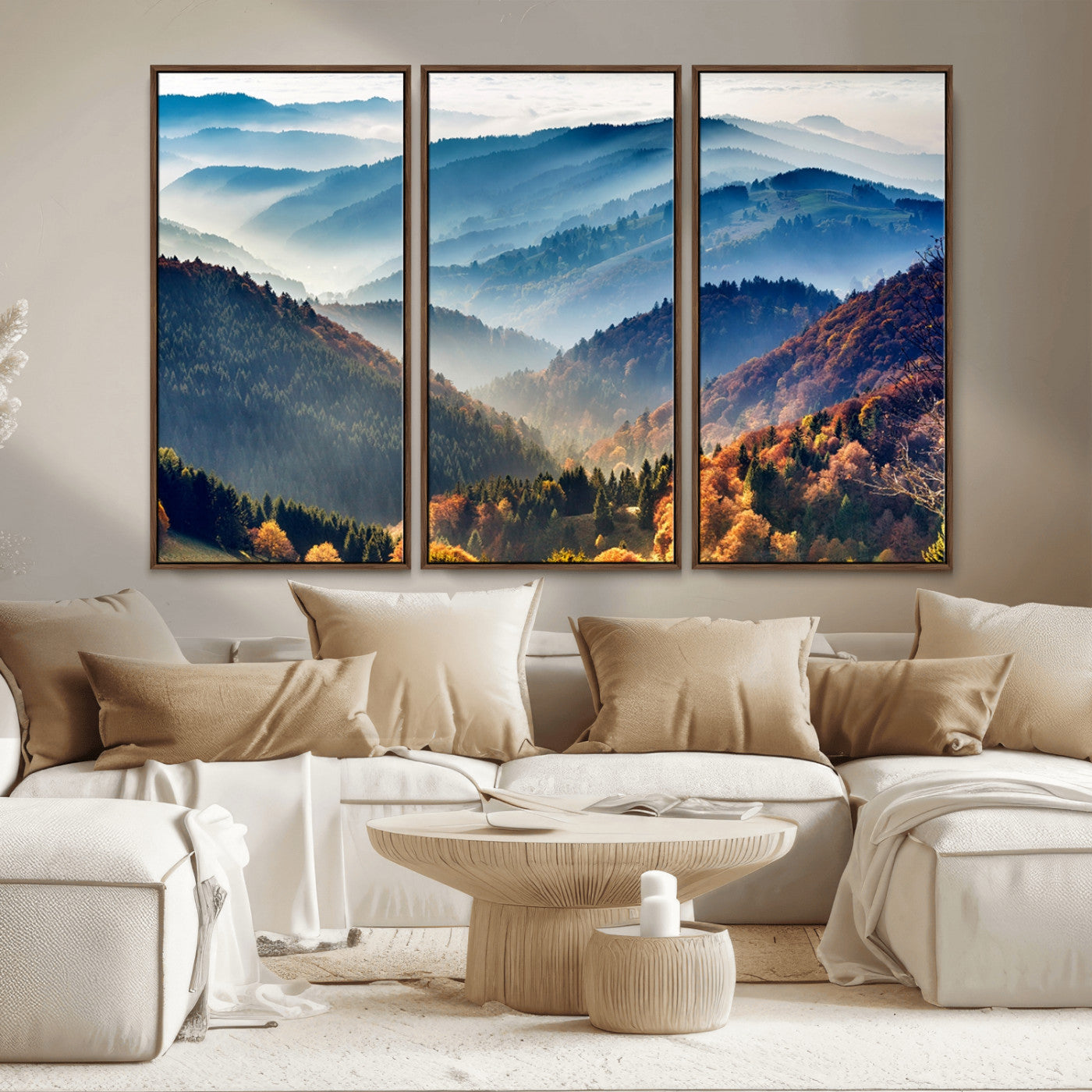 MGV-FC-48X32-3P - Mountains Forest Autumn Wall Art Canvas Print