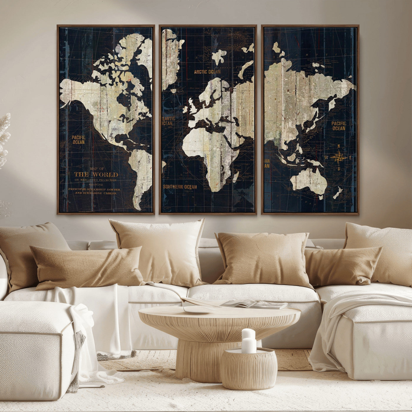 MGV-FC-48X32-3P - Push Pin World Map Canvas Print – Framed Wall Art for Couples to Track Their Travels – Anniversary