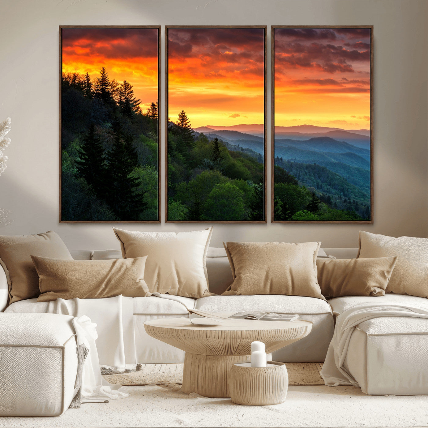 MGV-FC-48X32-3P - Forest Landscape Wall Art Sunset Canvas, Forest Sunset Canvas Print