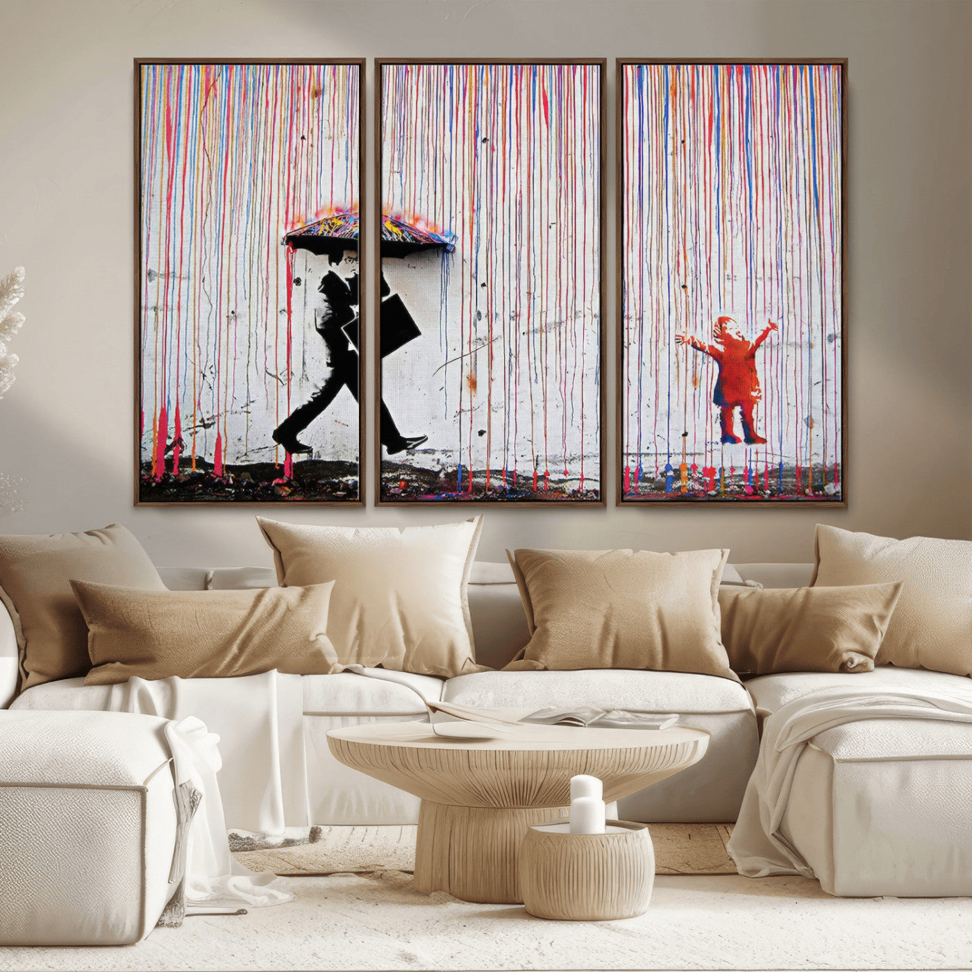MGV-FC-48X32-3P - Banksy Wall Art Canvas Print, Framed Graffiti Art Picture Print, Banksy Urban Graffiti Perfect Modern Decor Artwork