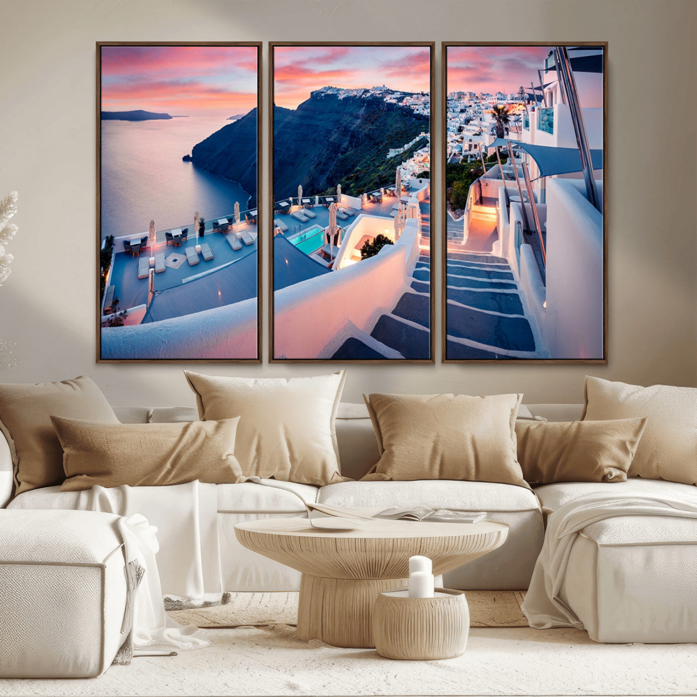 MGV-FC-48X32-3P - Santorini Island Wall Art Canvas Print