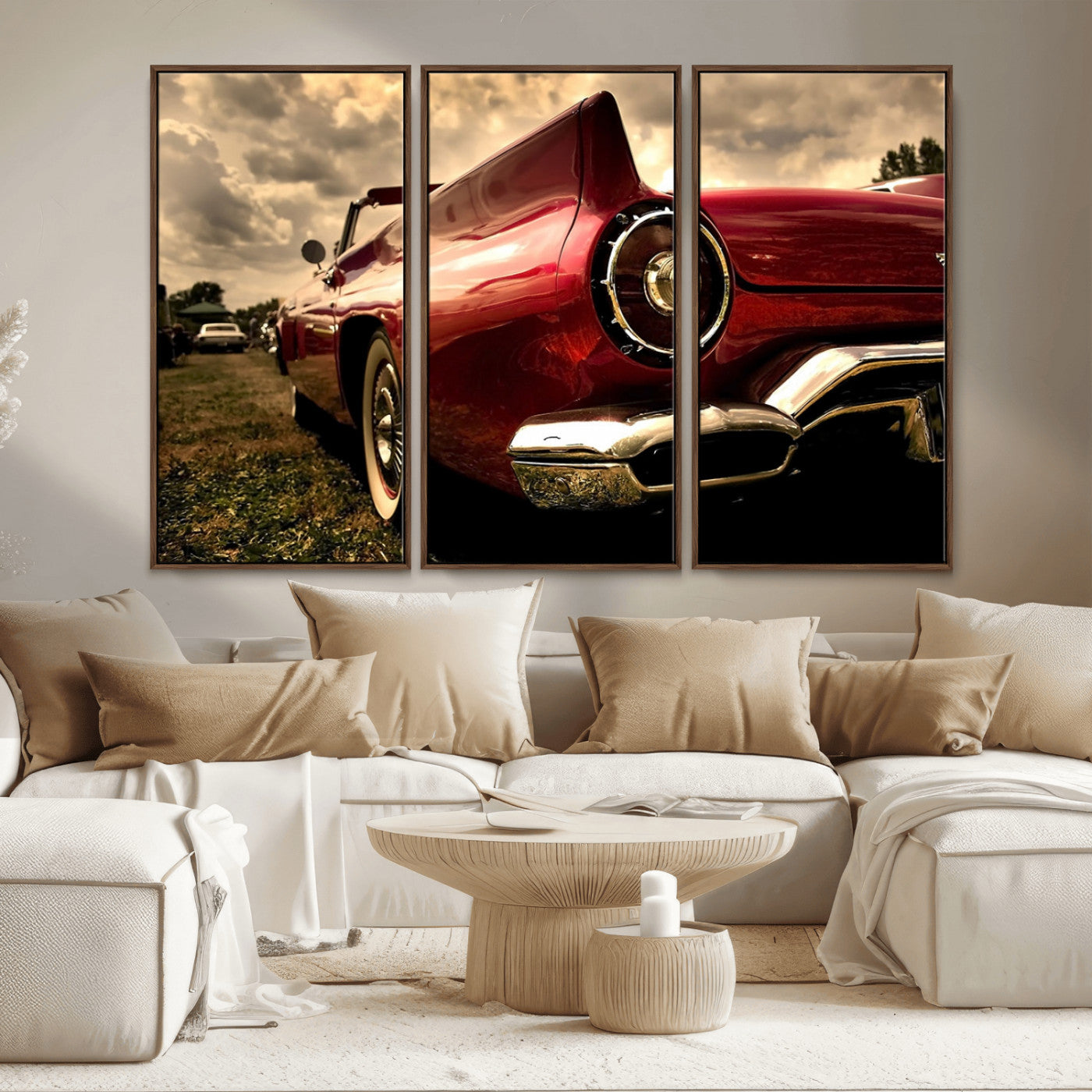 MGV-FC-48X32-3P - Red Classic Car Wall Art Canvas Print
