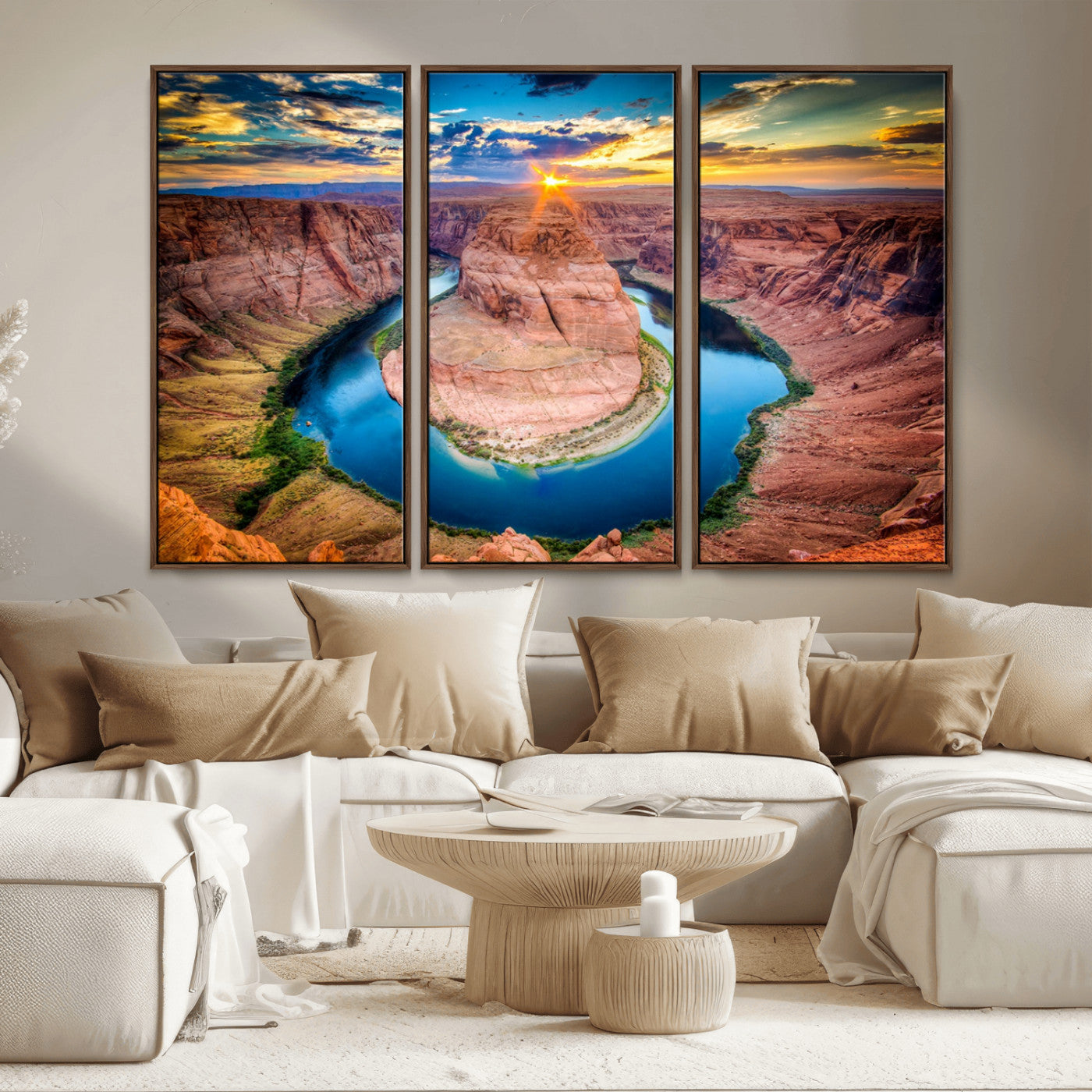 MGV-FC-48X32-3P - Sunset on the Horseshoe Bend Grand Canyon, Horseshoe Bend Grand Canyon Canvas Wall Art Print