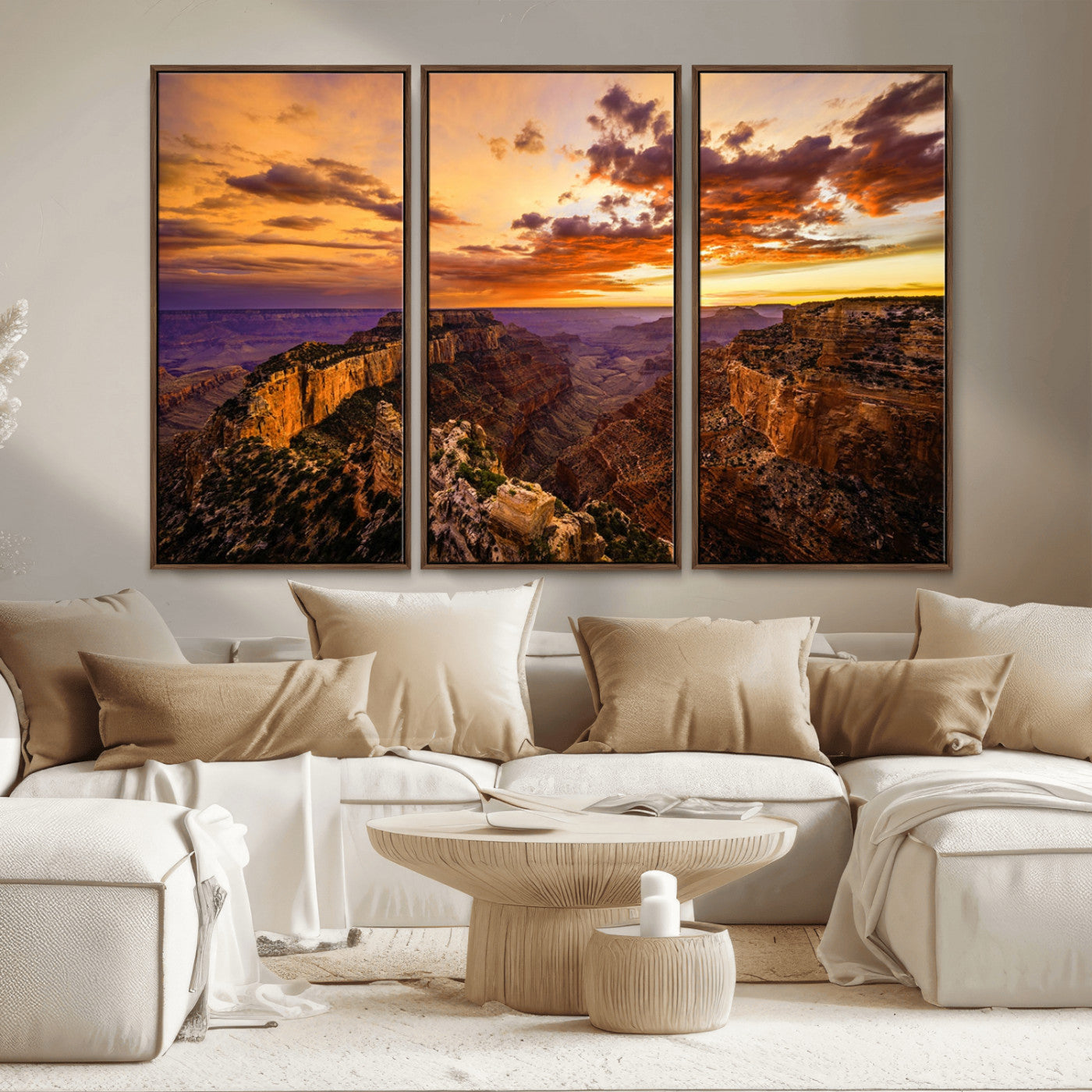 MGV-FC-48X32-3P - Mesmerizing Sunset from Grand Canyon Nal Park Wall Art, Grand Canyon Canvas Print