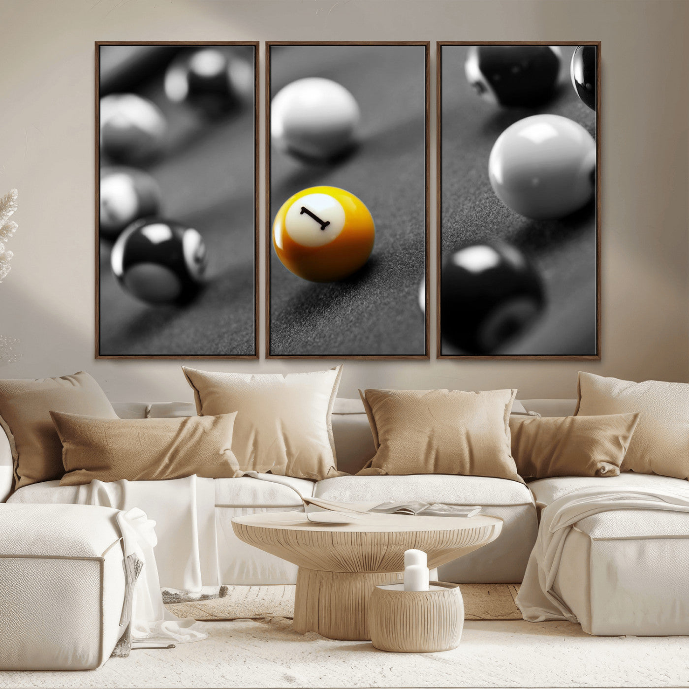 MGV-FC-48X32-3P - Wall Art Pool Table and Balls Canvas Print