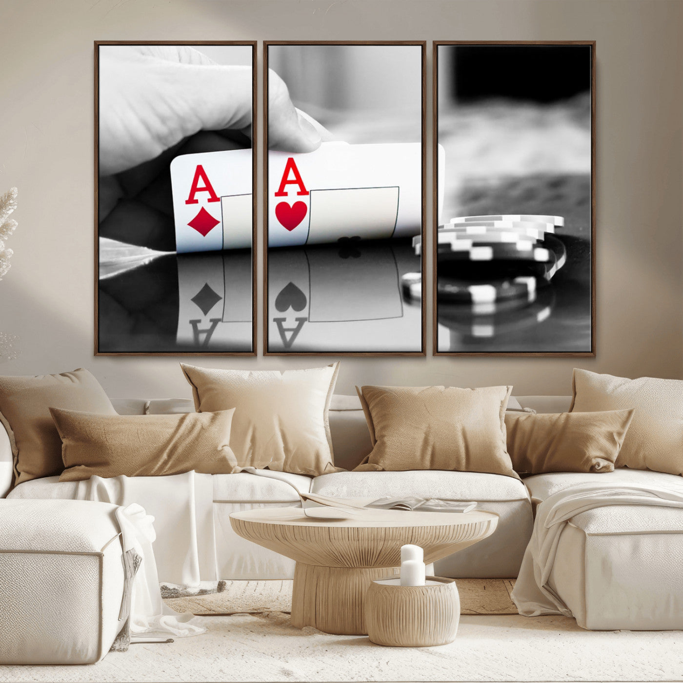 MGV-FC-48X32-3P - Aces Poker Art Poker Game Wall Art Canvas Print