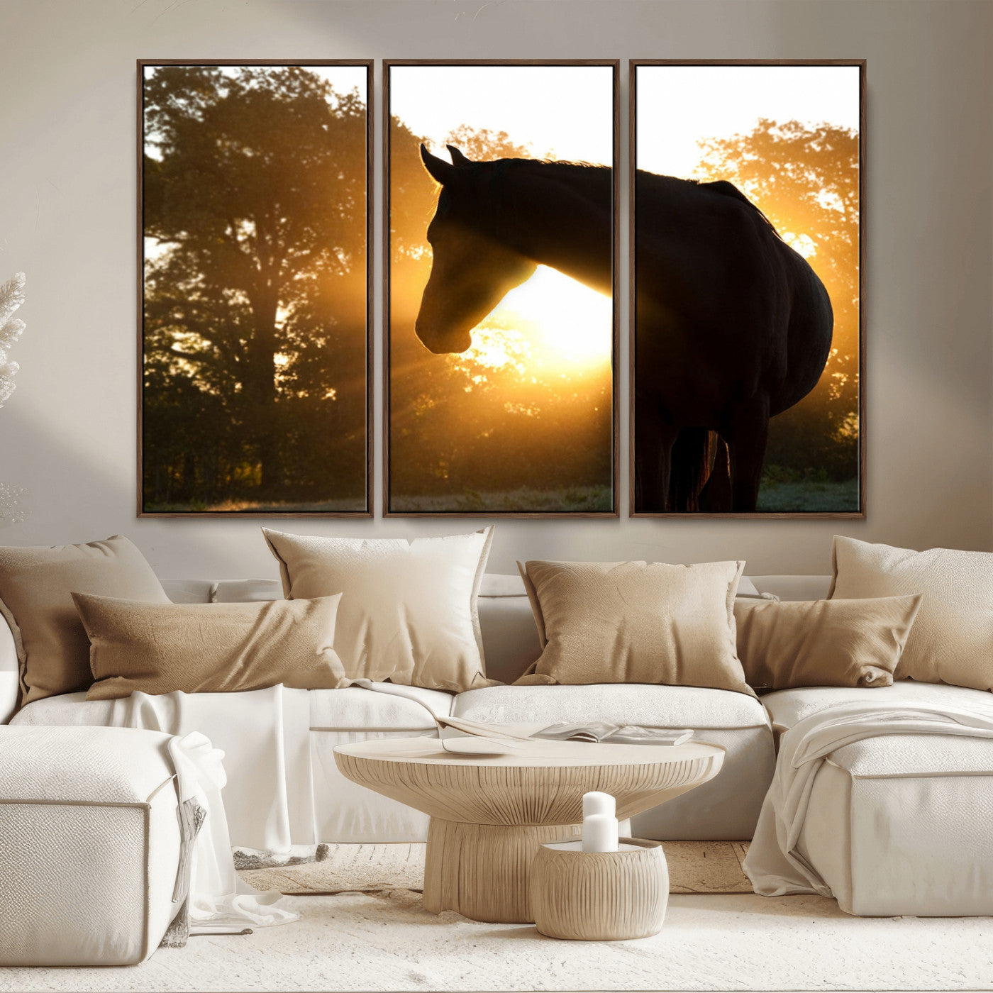 MGV-FC-48X32-3P - Horse at Sunset Wall Art Animal Canvas Print