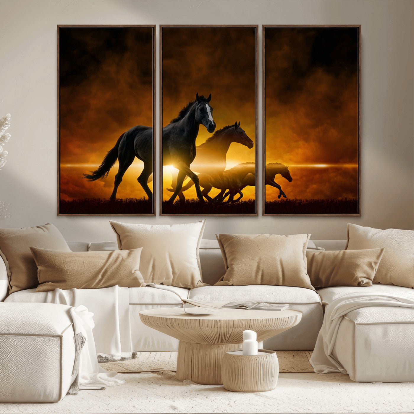 MGV-FC-48X32-3P - Horse Wall Art Canvas Print, Multi Panel Animal Canvas Print