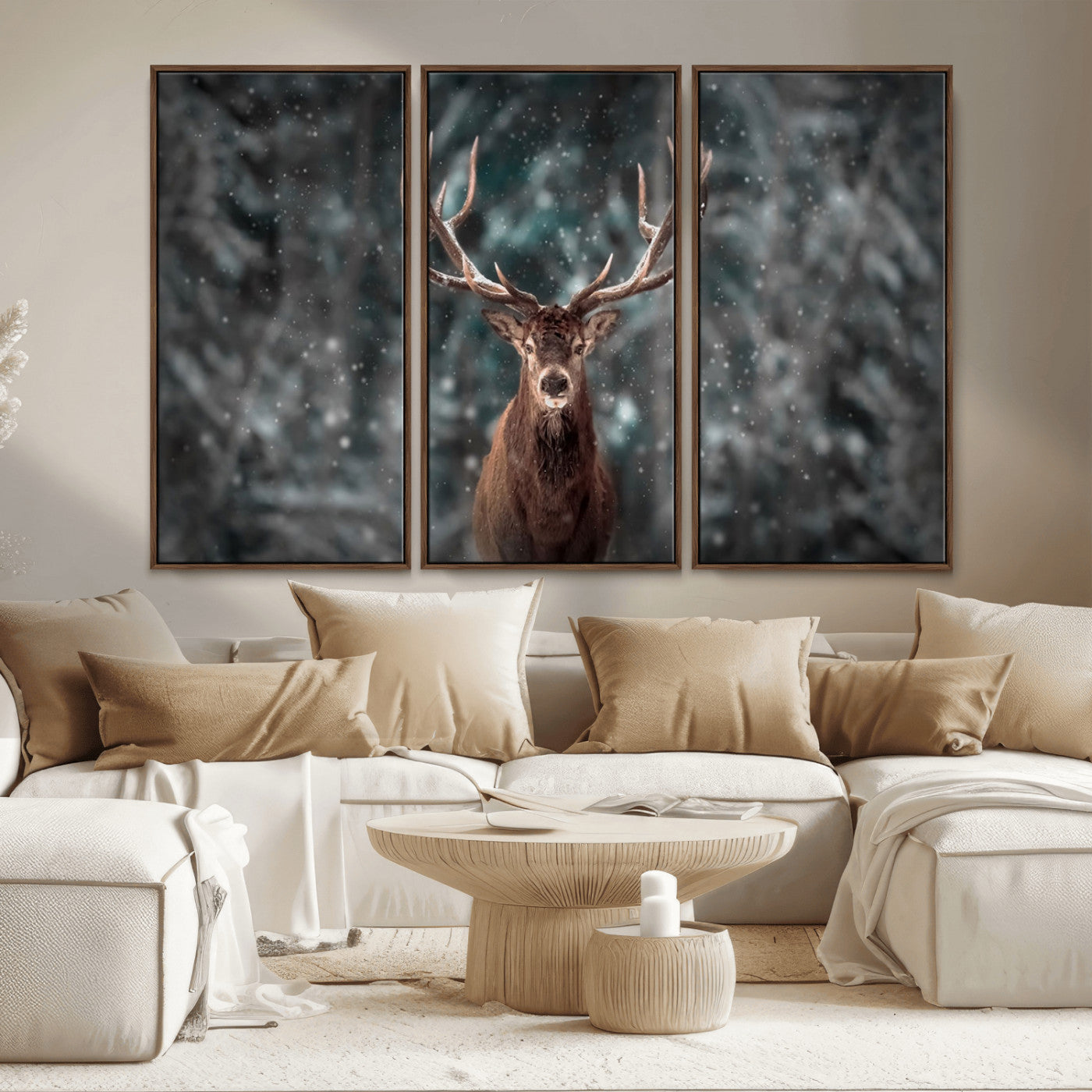 MGV-FC-48X32-3P - Wall Art Deer Art Animal Canvas, Framed Wall Art Deer Canvas Print