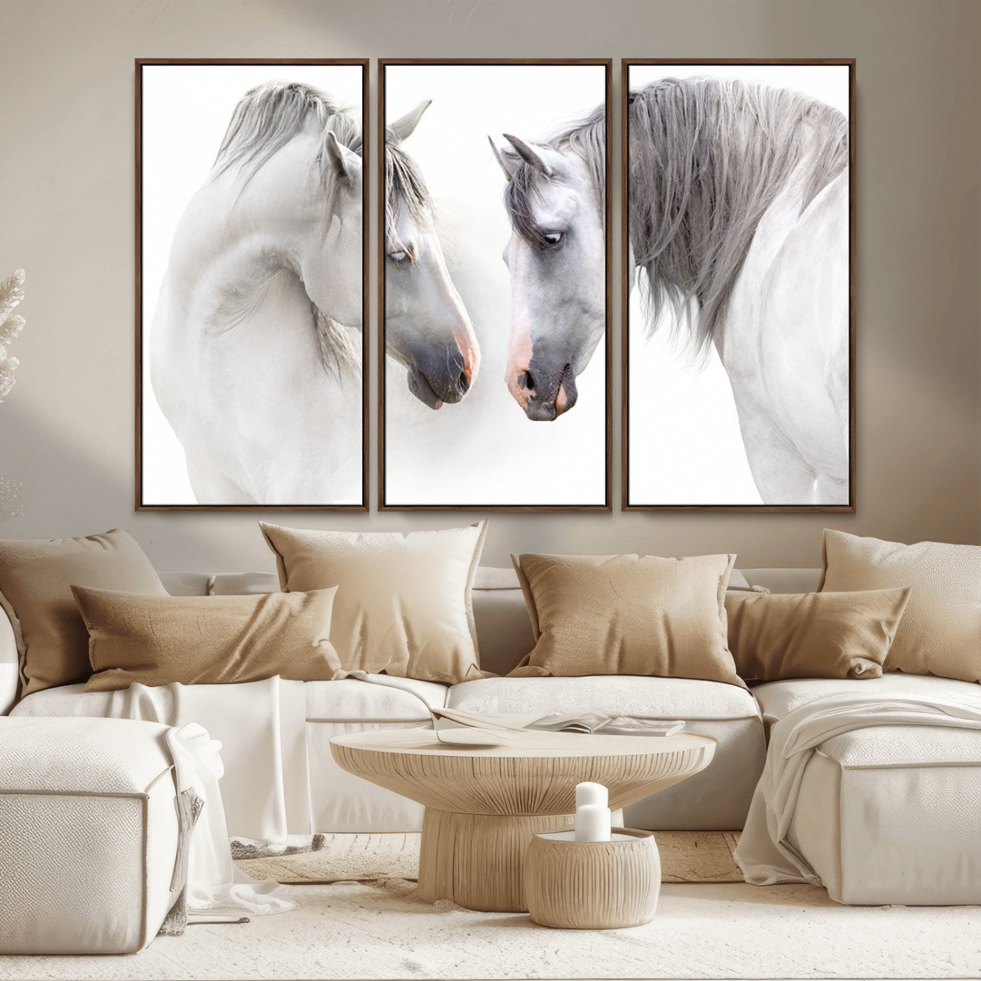 MGV-FC-48X32-3P - White Horse Wall Art Animal Canvas Print