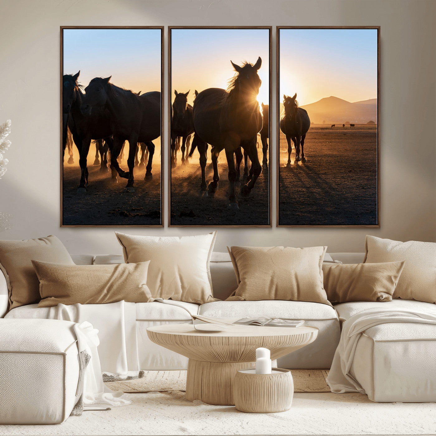 MGV-FC-48X32-3P - Horse Herd Wall Art Animal Canvas Print