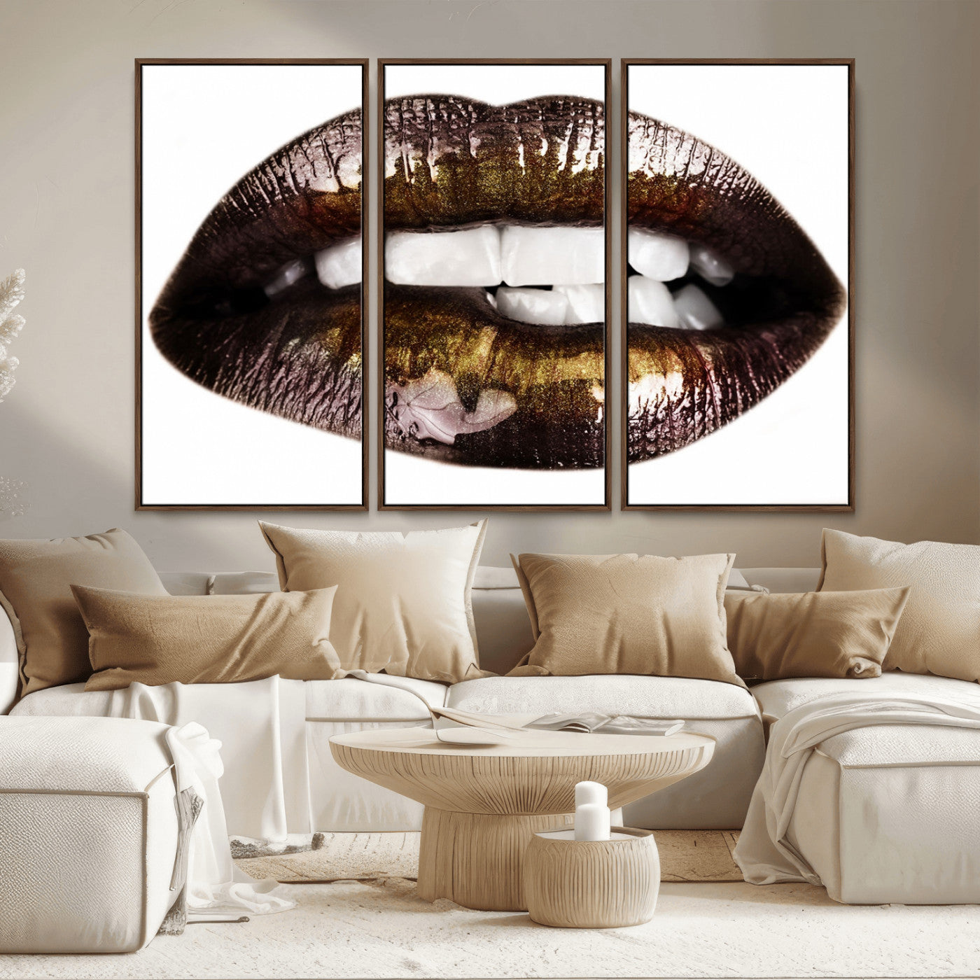 MGV-FC-48X32-3P - Close Up Lips Wall Art Canvas Print