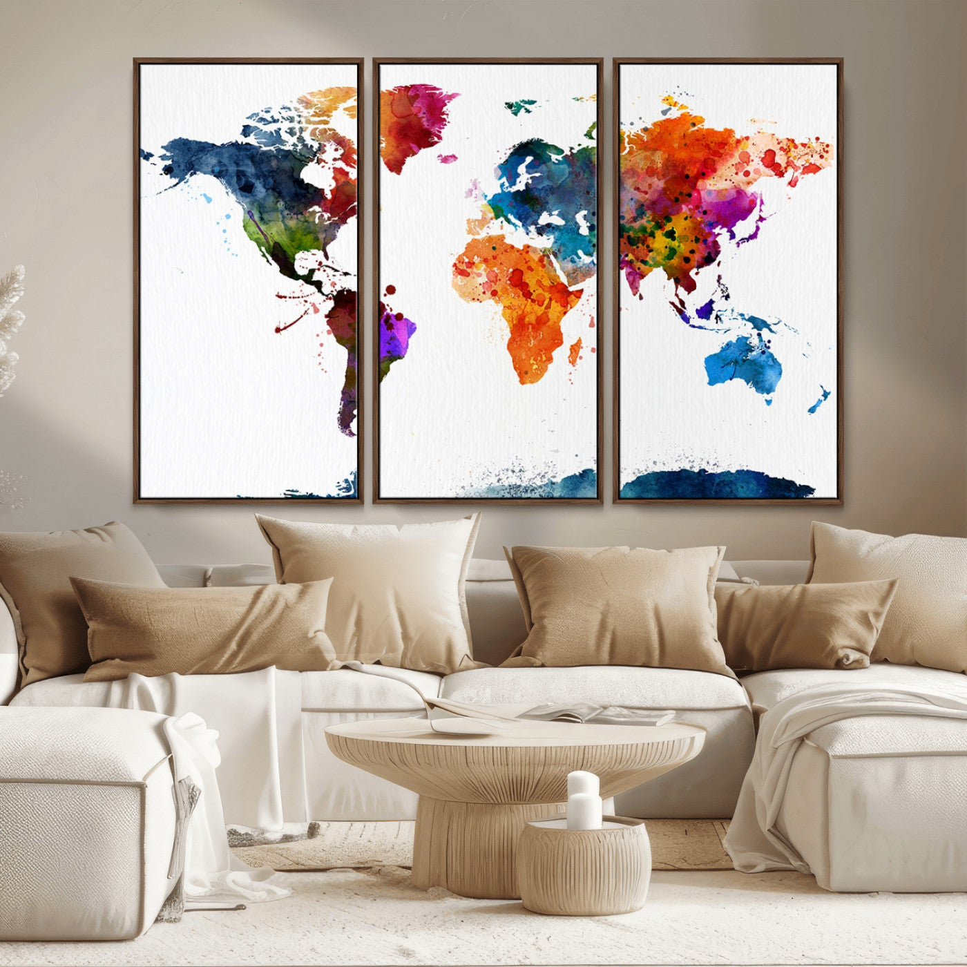 MGV-FC-48X32-3P - Push Pin World Map Canvas Print – Framed Wall Art for Couples to Track Their Travels – Anniversary