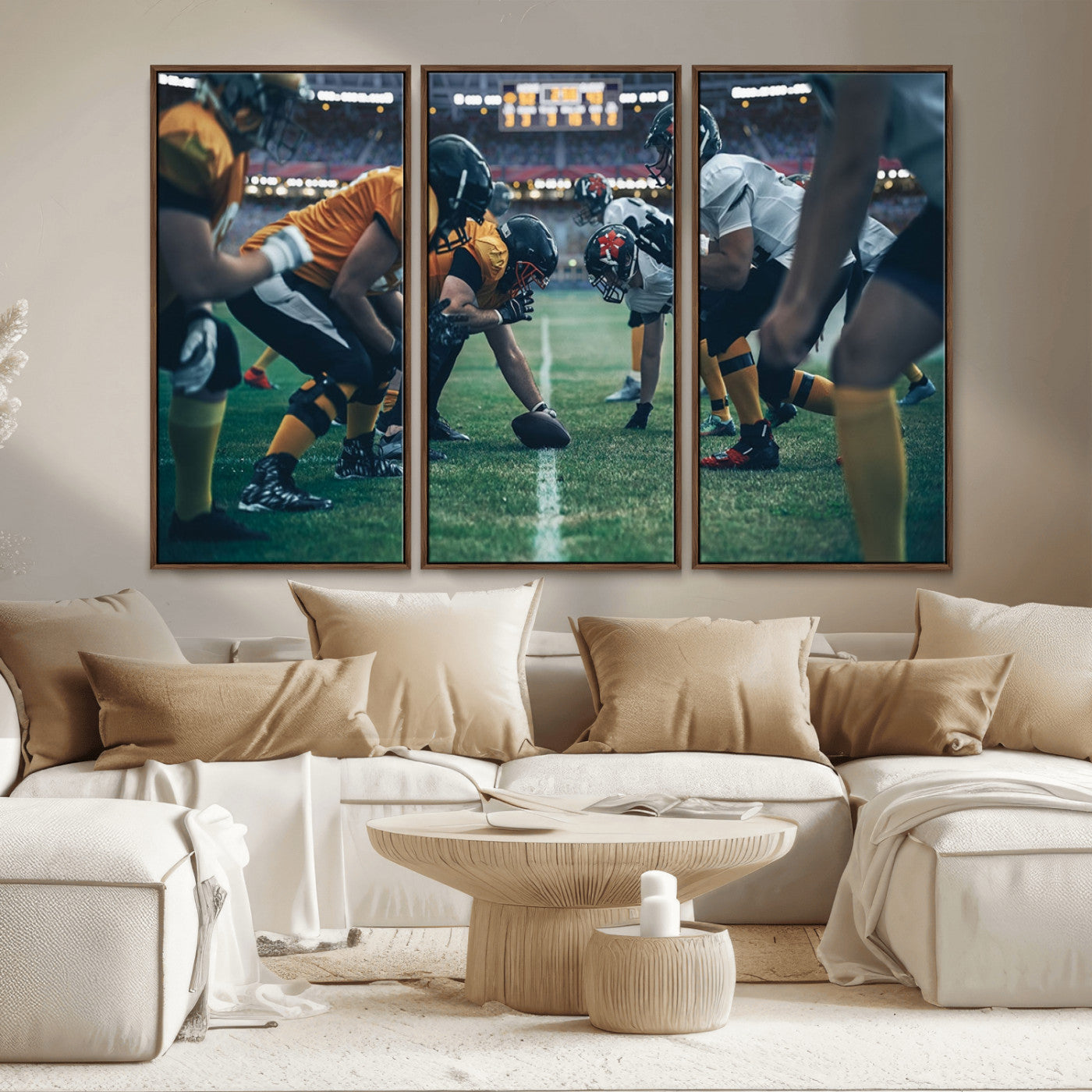-American Football Playing Wall Art Canvas Print