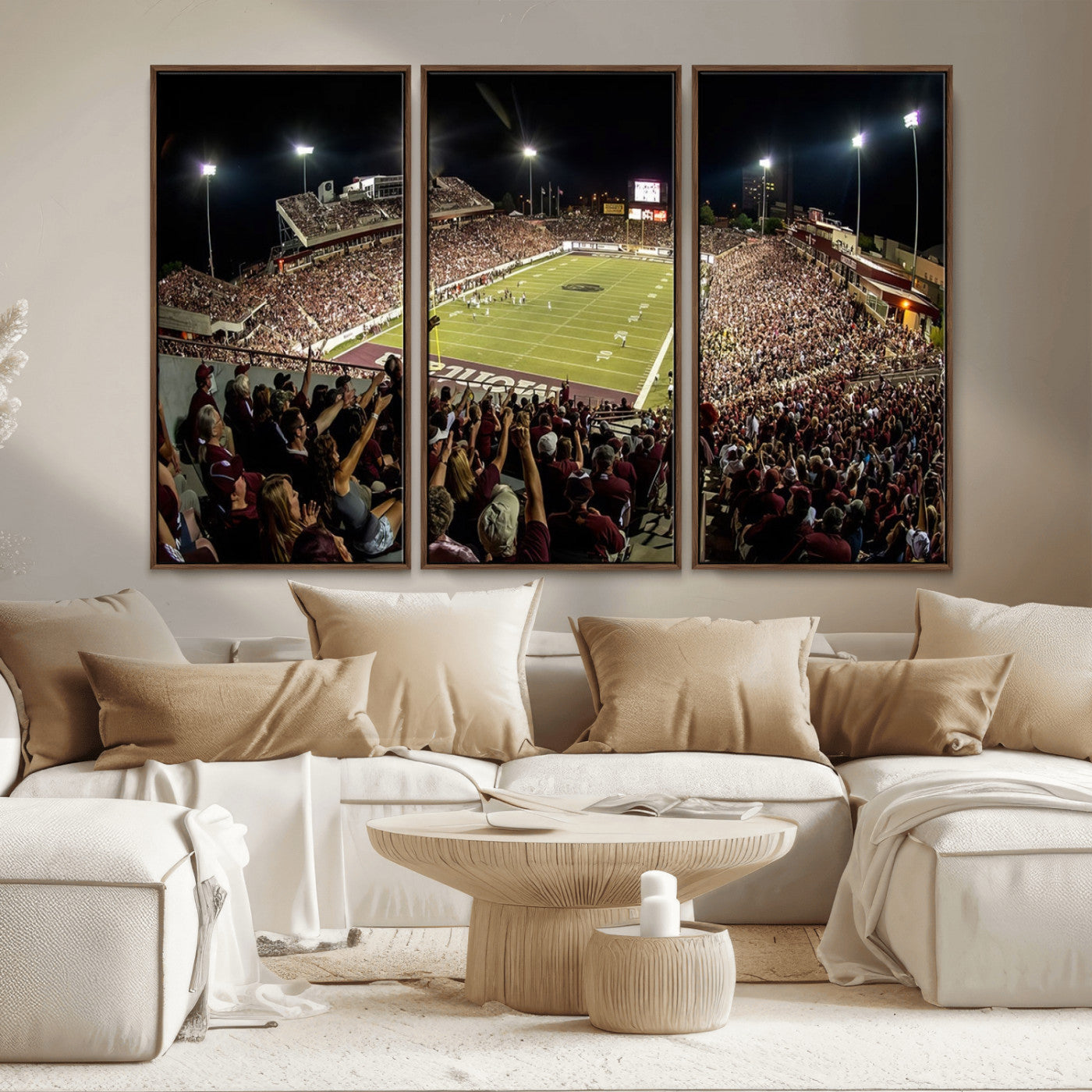 -Washington-Grizzly Stadium Canvas Wall Art – Exciting Game Night Atmosphere Captured in Panoramic