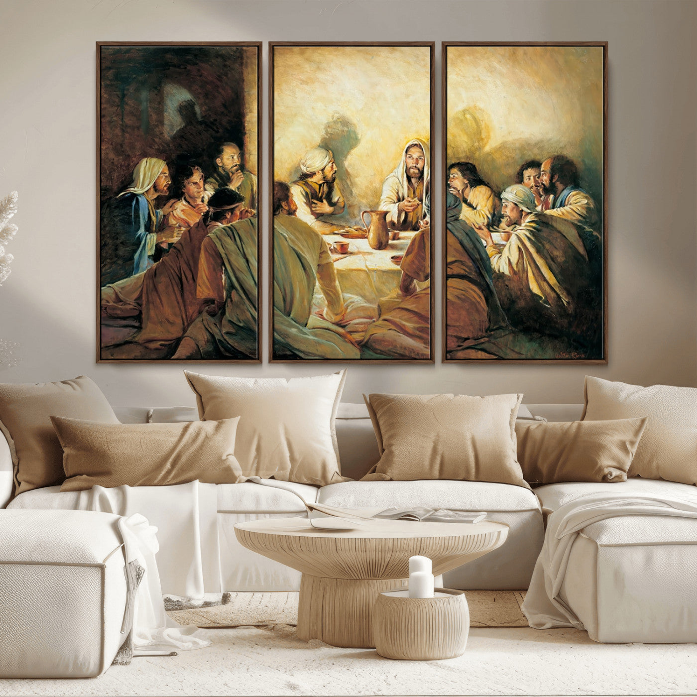 MGV-FC-48X32-3P - Last Supper Wall Art Canvas Print, Framed Jesus Painting Art Picture Print, Moderne Bibel Perfect Traditional/Religious Decor Artwork