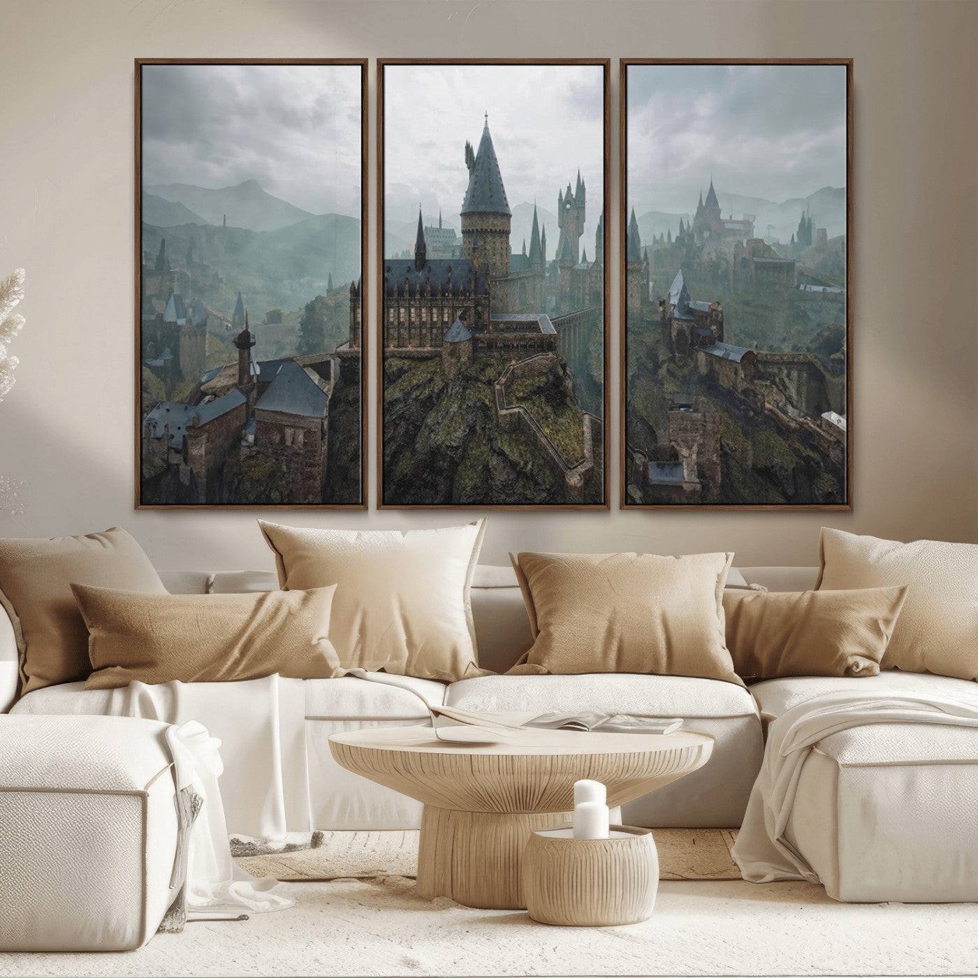 MGV-FC-48X32-3P - Disney Castle Wall Art Canvas Print, Living Kids Home Room Decor Art Print