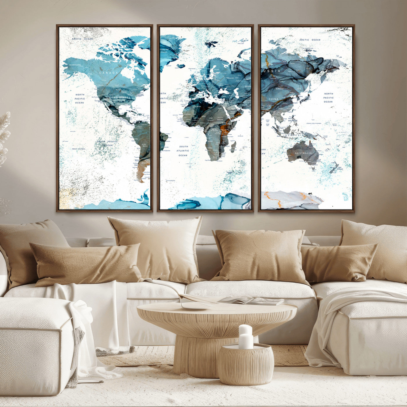MGV-FC-48X32-3P - Push Pin World Map Canvas Print – Framed Wall Art for Couples to Track Their Travels – Anniversary