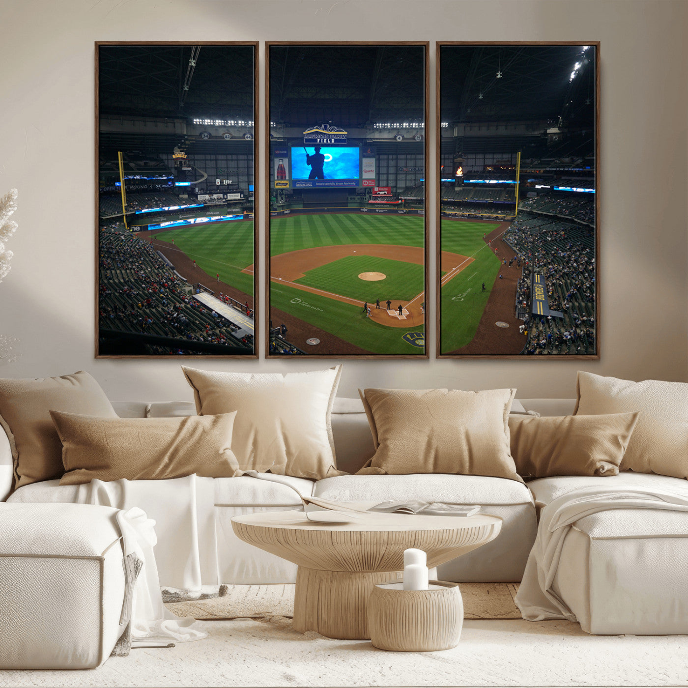 MGV-FC-48X32-3P - Milwaukee Brewers Baseball Art Print - American Family Field Stadium Wall Art Canvas Print