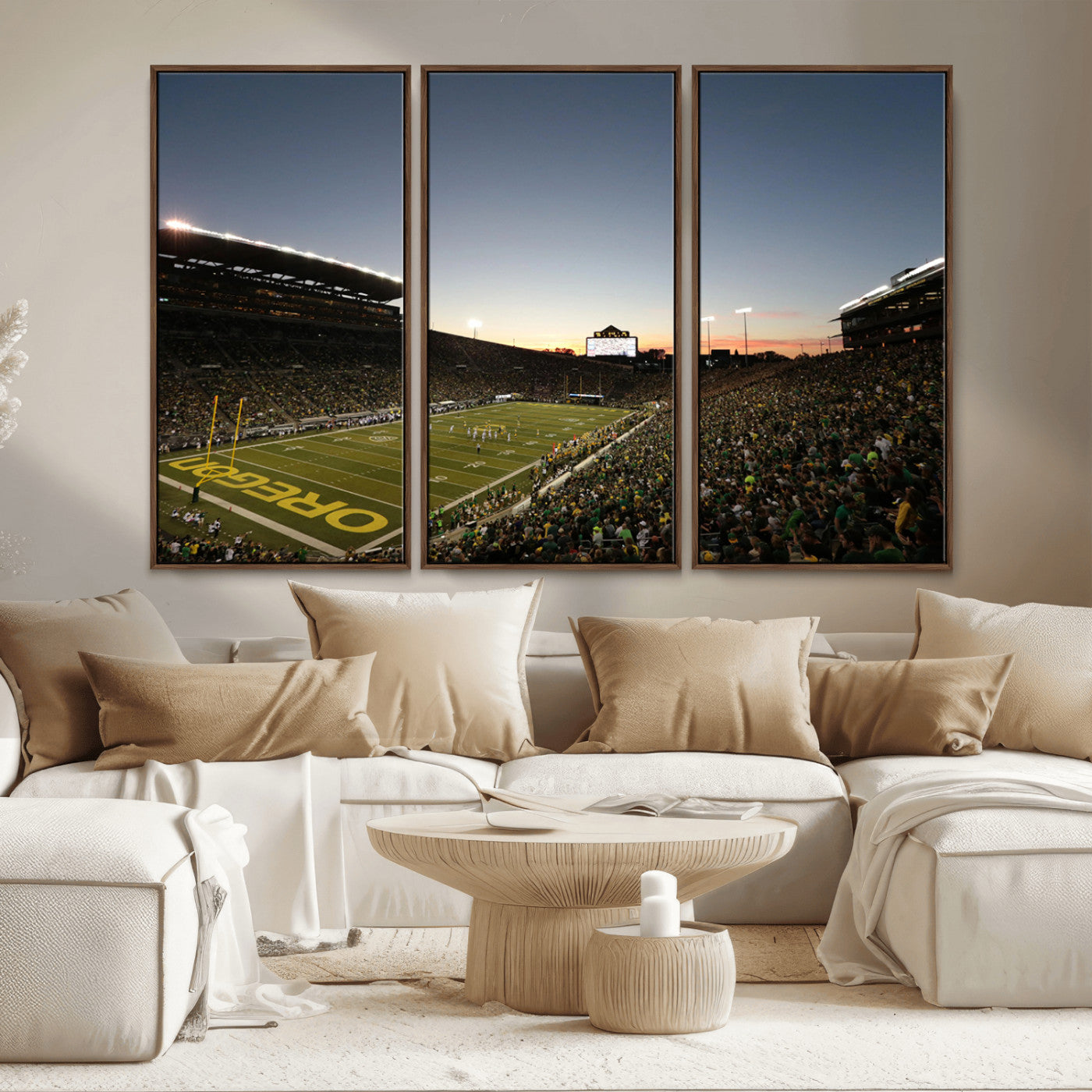 MGV-FC-48X32-3P - Oregon Ducks Football Team Print - Eugene Autzen Stadium Wall Art Canvas Print