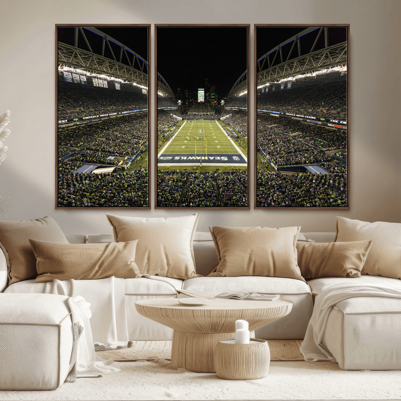 MGV-FC-48X32-3P - Seattle Seahawks Football Team Print Wall Art - Seattle Century Link Field Stadium Wall Art Canvas