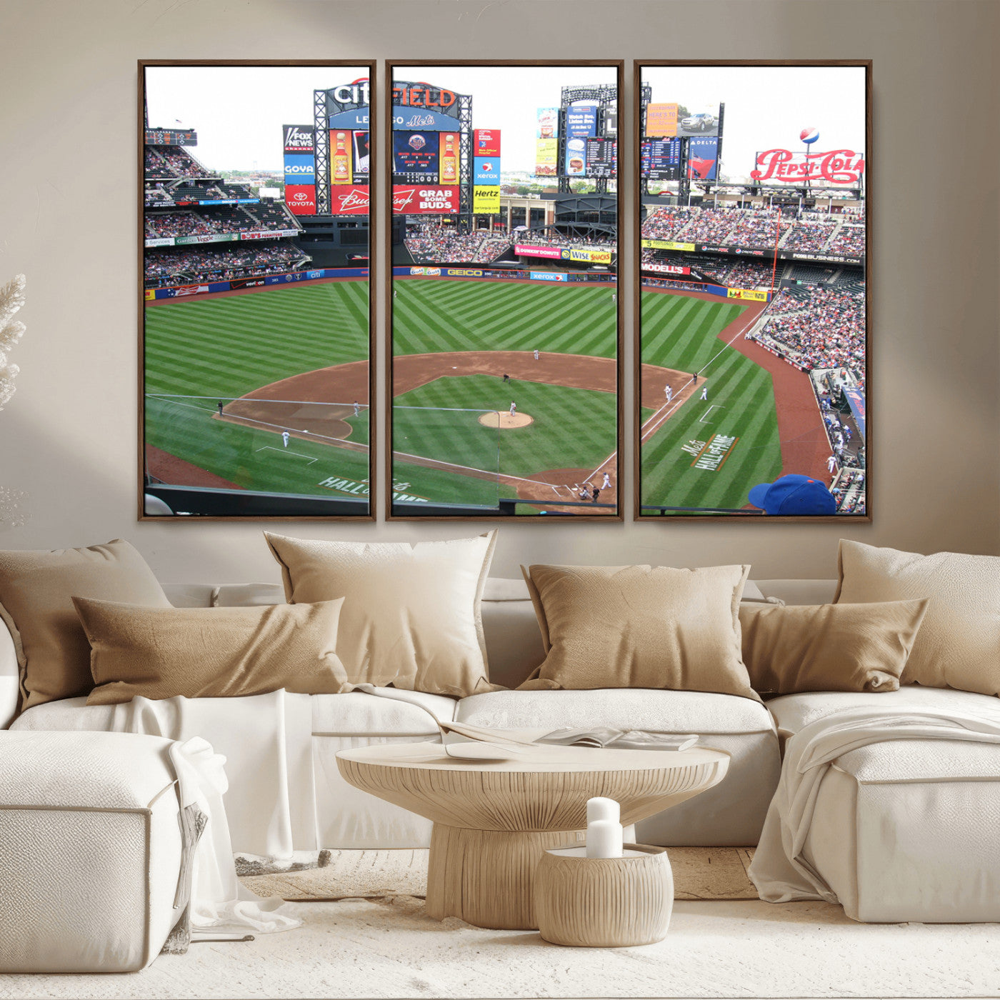 MGV-FC-48X32-3P - New York Mets Baseball Team Print - Citi Field Baseball Stadium Wall Art Canvas Print