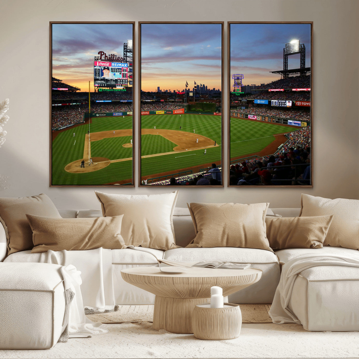 MGV-FC-48X32-3P - Citizens Bank Park Philadelphia Phillies Wall Art Canvas | 3-Panel Canvas Print of Phillies Stadium