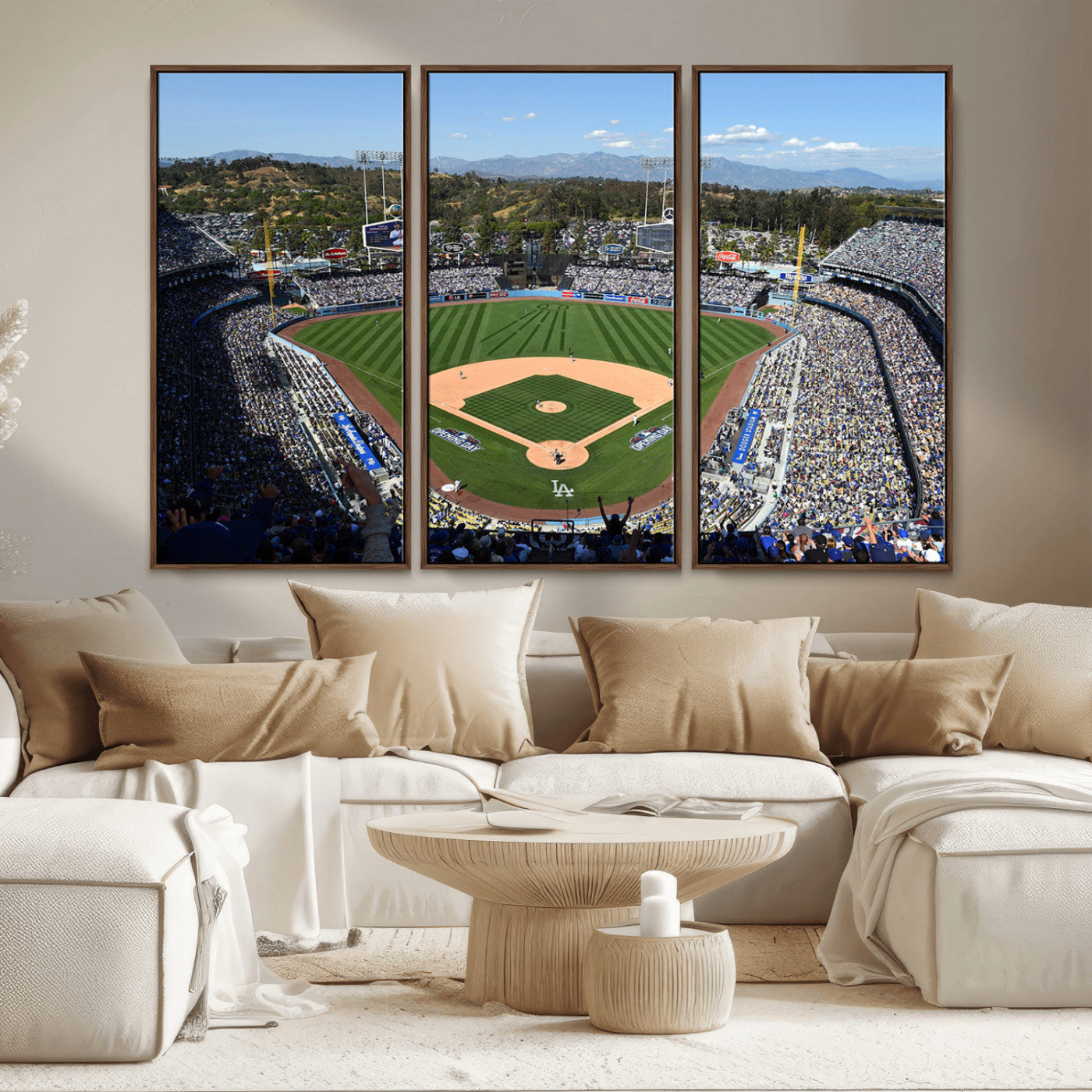 MGV-FC-48X32-3P - Los Angeles Dodgers Dodger Stadium Wall Art Canvas Print - MLB Baseball Stadium Wall Art Canvas