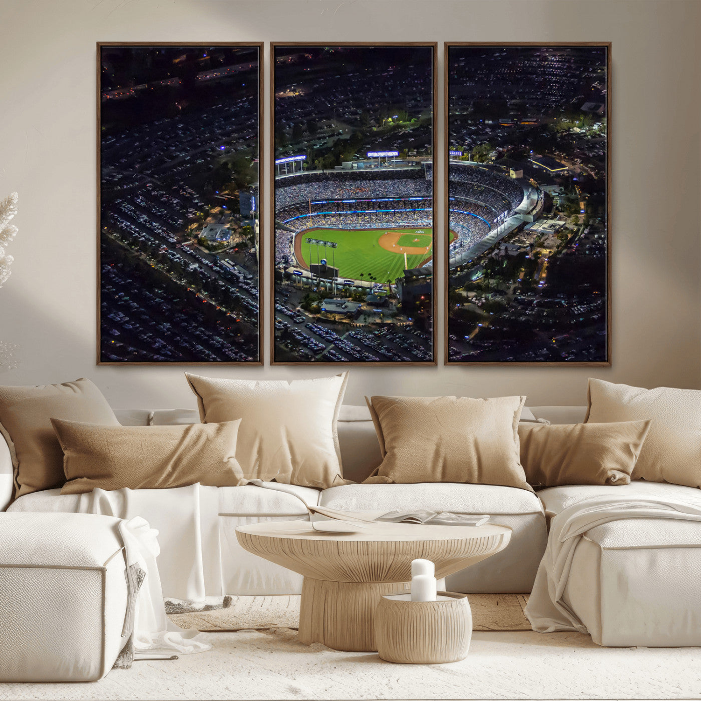 MGV-FC-48X32-3P - Los Angeles Dodgers Dodger Stadium Wall Art Canvas Print - MLB Baseball Stadium