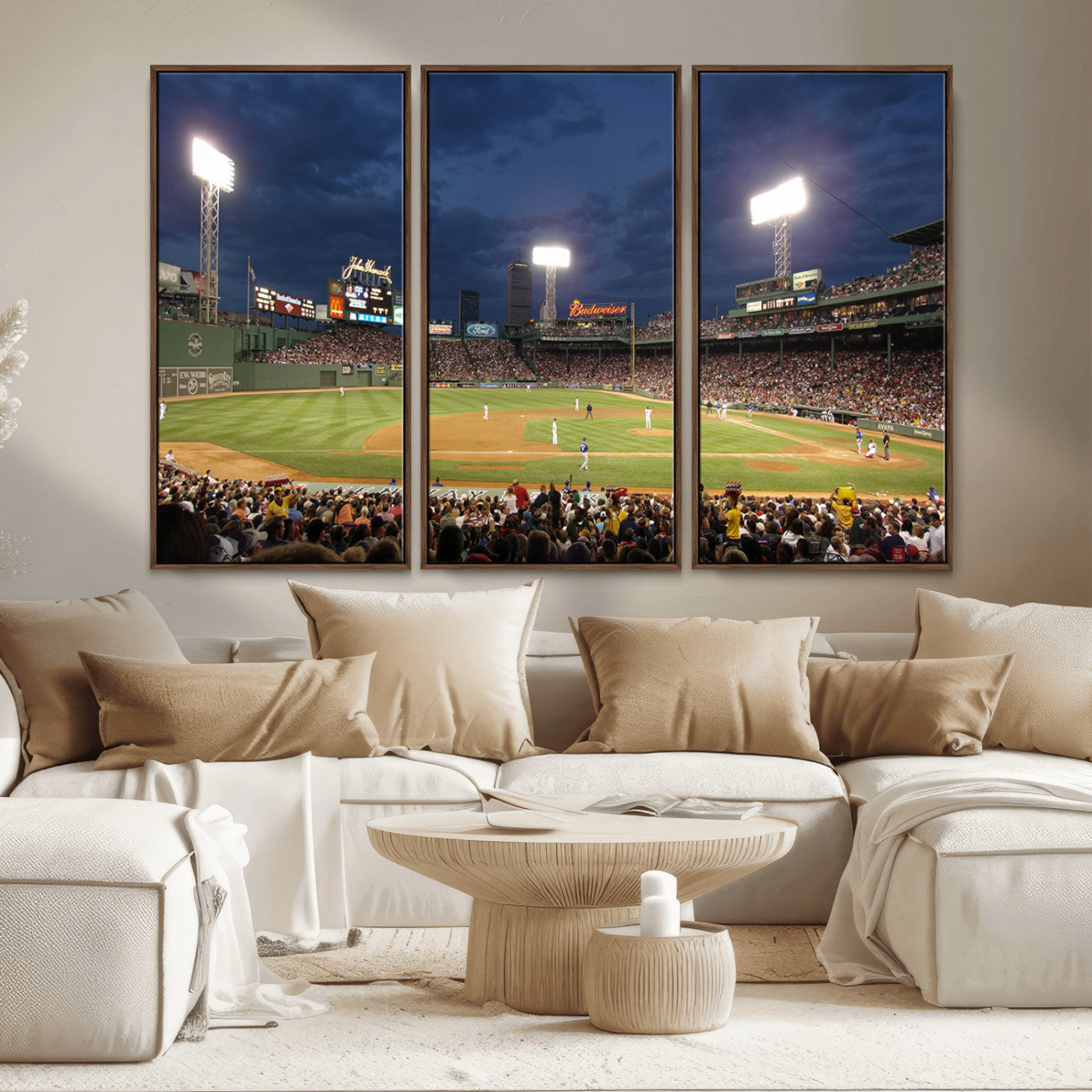 MGV-FC-48X32-3P - Boston Red Sox Baseball Team Print Canvas - Massachusetts Fenway Park Stadium Wall Art Canvas Print