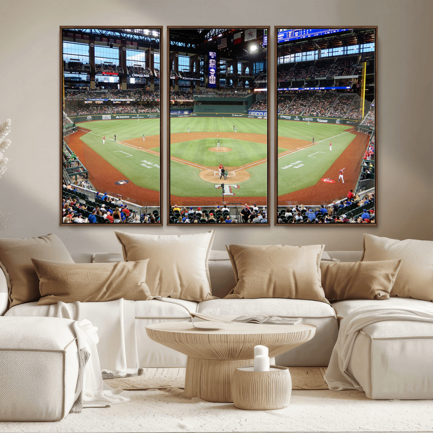 MGV-FC-48X32-3P - Texas Rangers Baseball Team Print - Arlington Globe Life Field Stadium Canvas Print Wall Art