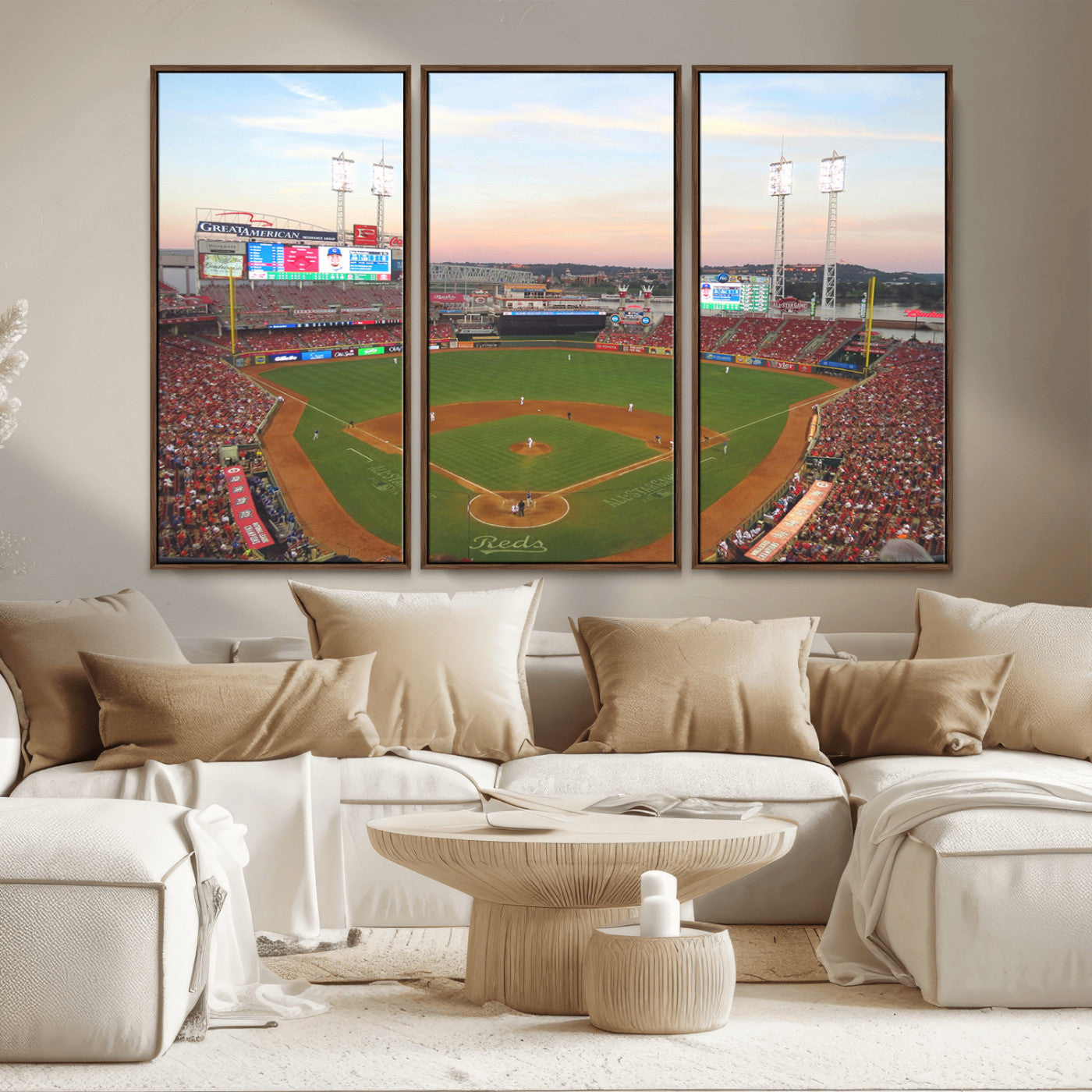 MGV-FC-48X32-3P - Cincinnati Reds Baseball Print Canvas- Cincinnati Great American Ball Park Stadium Wall Art Canvas
