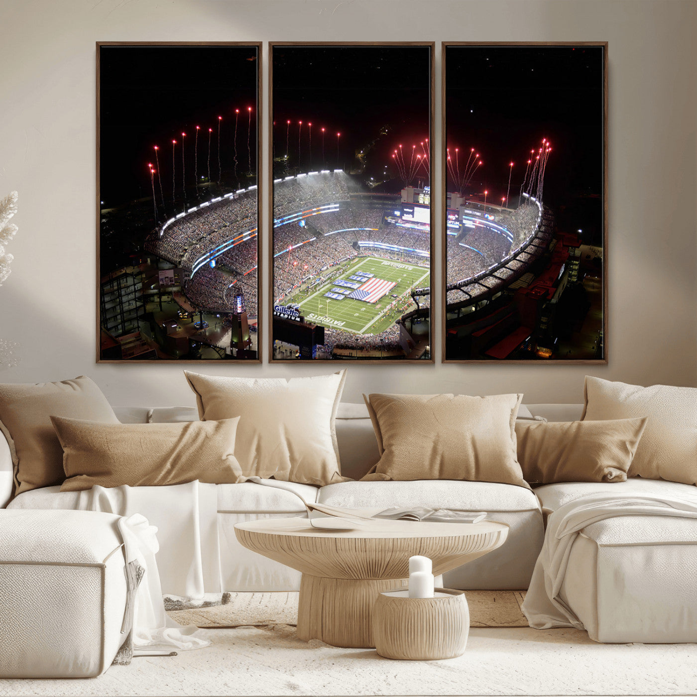 MGV-FC-48X32-3P - New England Patriots Team Print Wall Art- Foxborough Gillette Stadium Wall Art Canvas Print