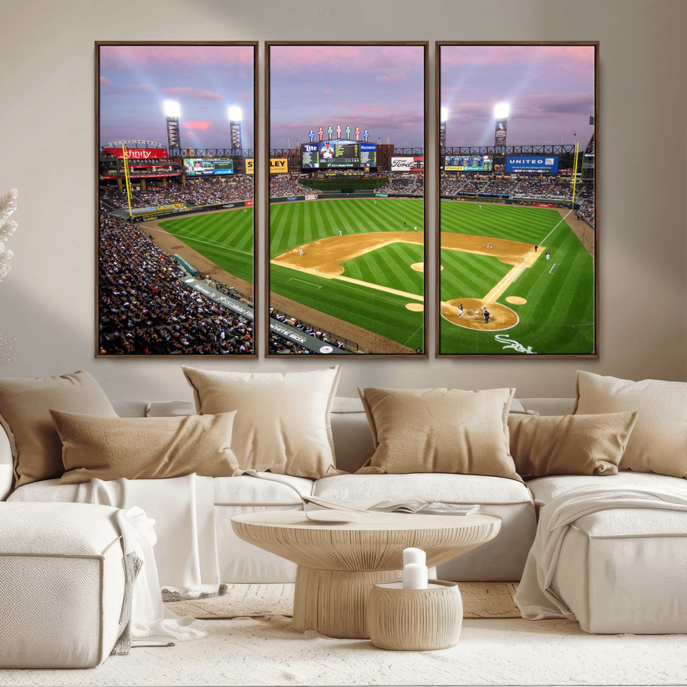 MGV-FC-48X32-3P - Chicago White Sox Baseball Team Print Canvas- Guaranteed Rate Field Stadium Wall Art Canvas Print