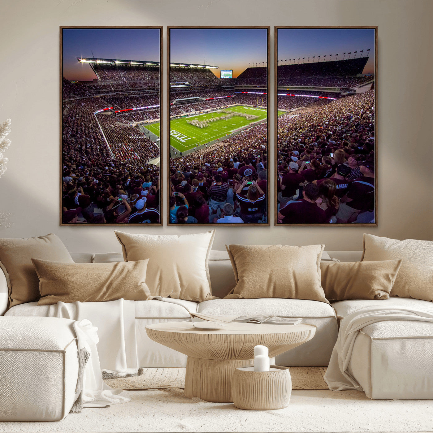 MGV-FC-48X32-3P - Texas A&M University Aggies Football Team Print - College Station Kyle Field Stadium Wall Art Canvas