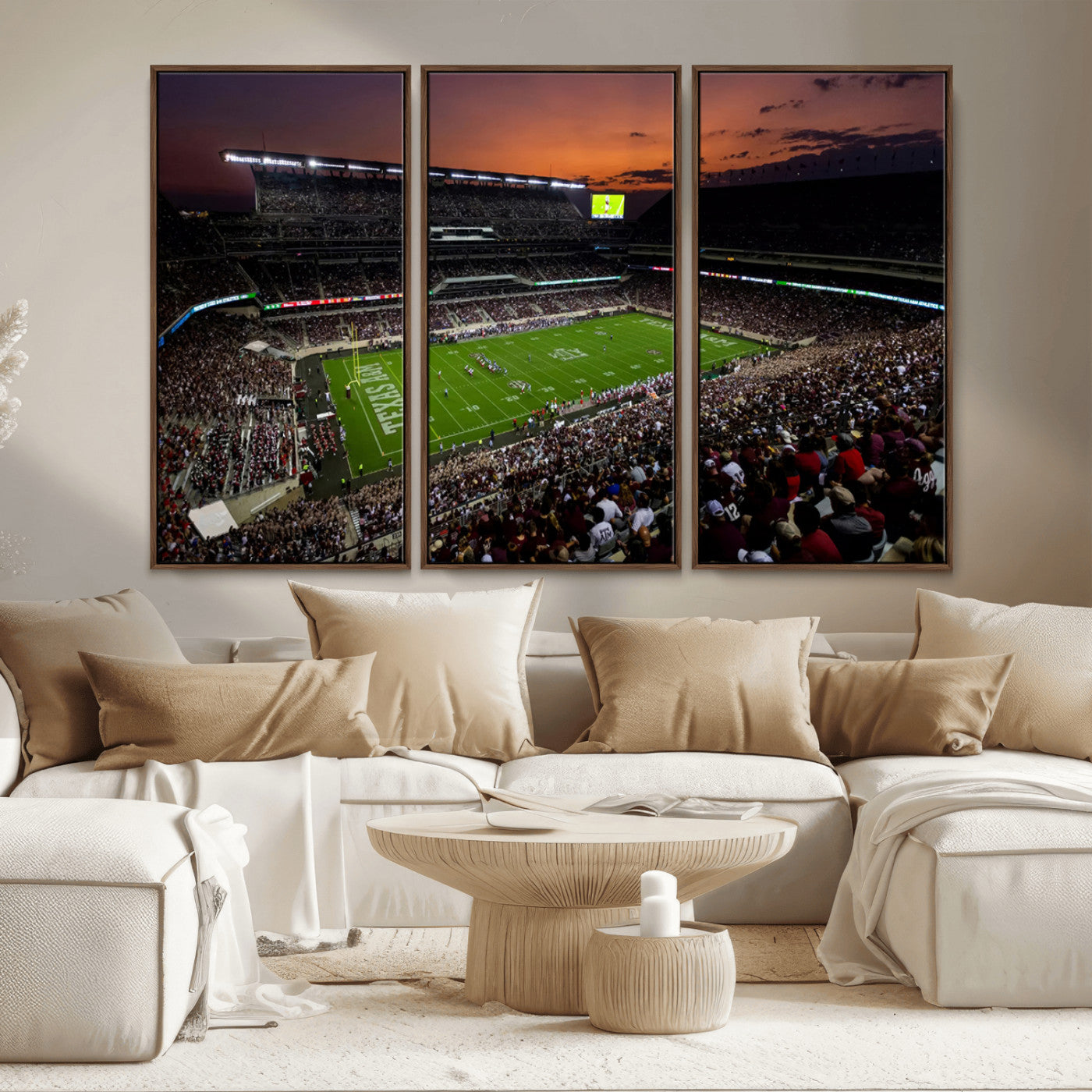 MGV-FC-48X32-3P - Texas A&M Aggies Football Team Print - College Station Kyle Field Stadium Wall Art Canvas Print