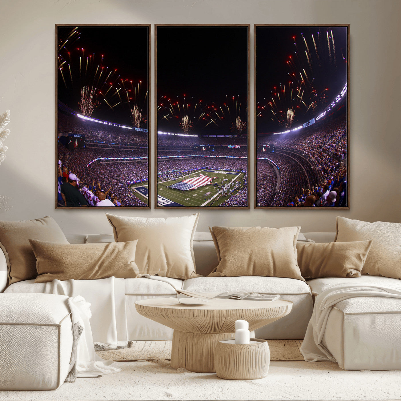 MGV-FC-48X32-3P - New York Giants Football Team Print - East Rutherford MetLife Stadium Wall Art Canvas Print