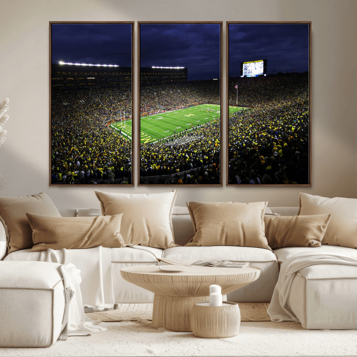 MGV-FC-48X32-3P - Michigan Wolverines Football Canvas Wall Decor, Football Team Print - Ann Arbor Michigan Stadium