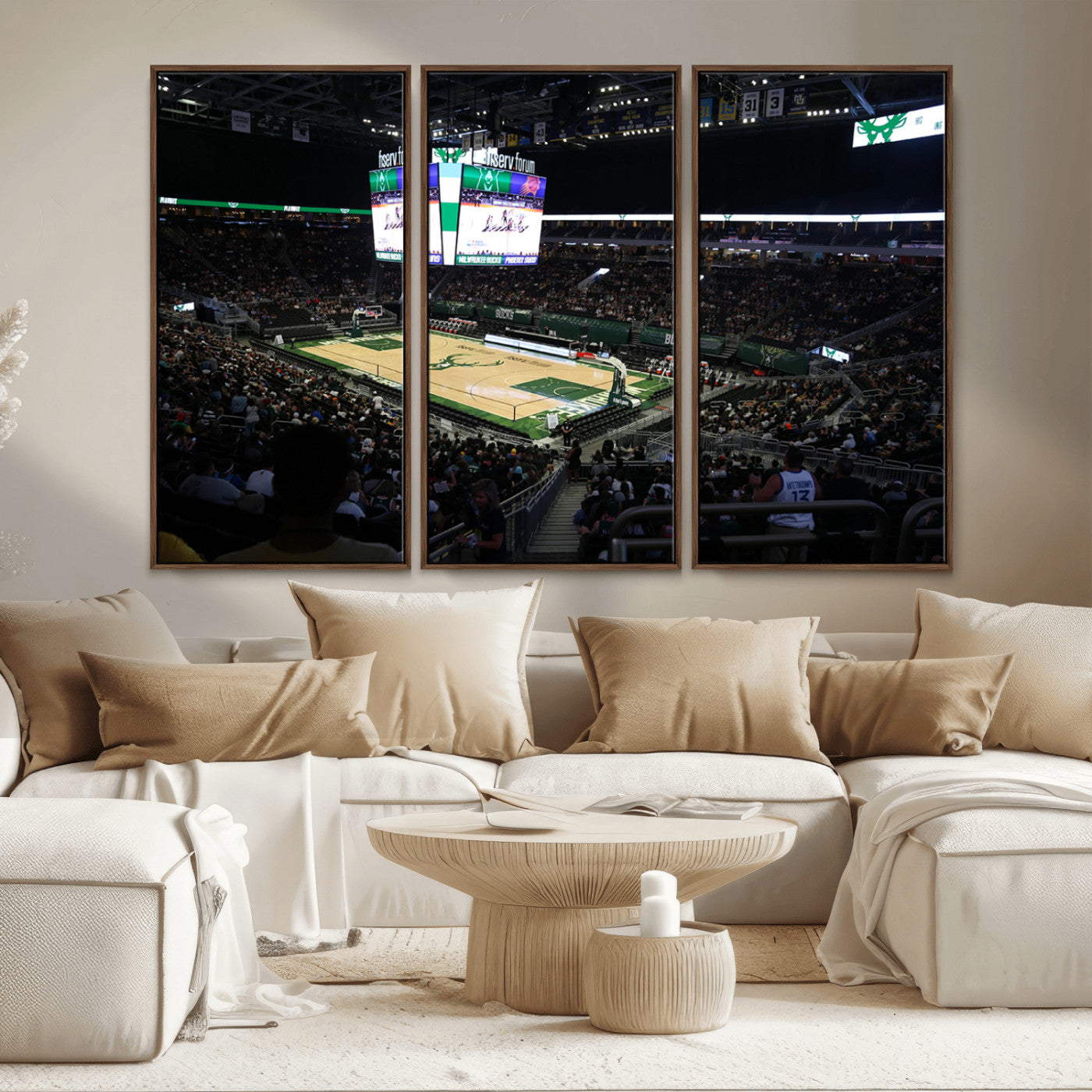 MGV-FC-48X32-3P - Milwaukee Bucks Basketball Print - Fiserv Forum Stadium Wall Art Canvas Print