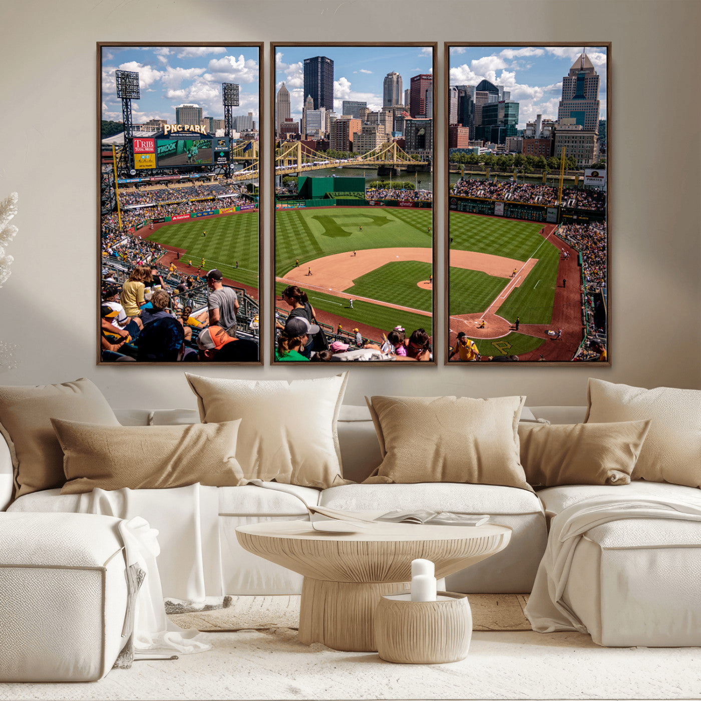 MGV-FC-48X32-3P - Pittsburgh Pirates Baseball Team Print - PNC Park Stadium Wall Art Canvas Print - Ready to Hang