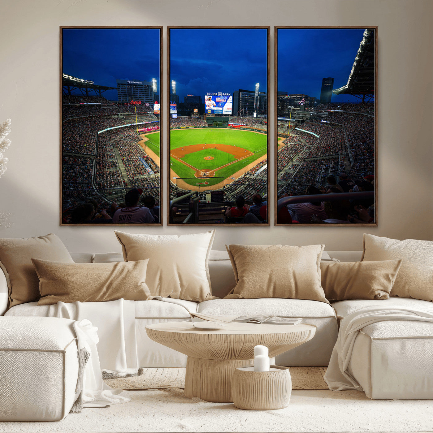 MGV-FC-48X32-3P - Truist Park Night Game Canvas Art - Atlanta Braves Stadium Wall Art Canvas