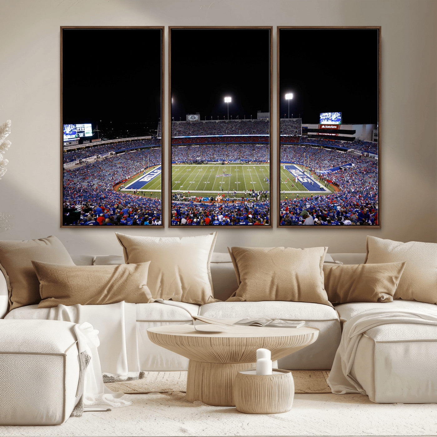 MGV-FC-48X32-3P - Buffalo Bills Wall Art - Buffalo Bills Stadium Canvas Print, Perfect Sports Decor for Living Rooms,