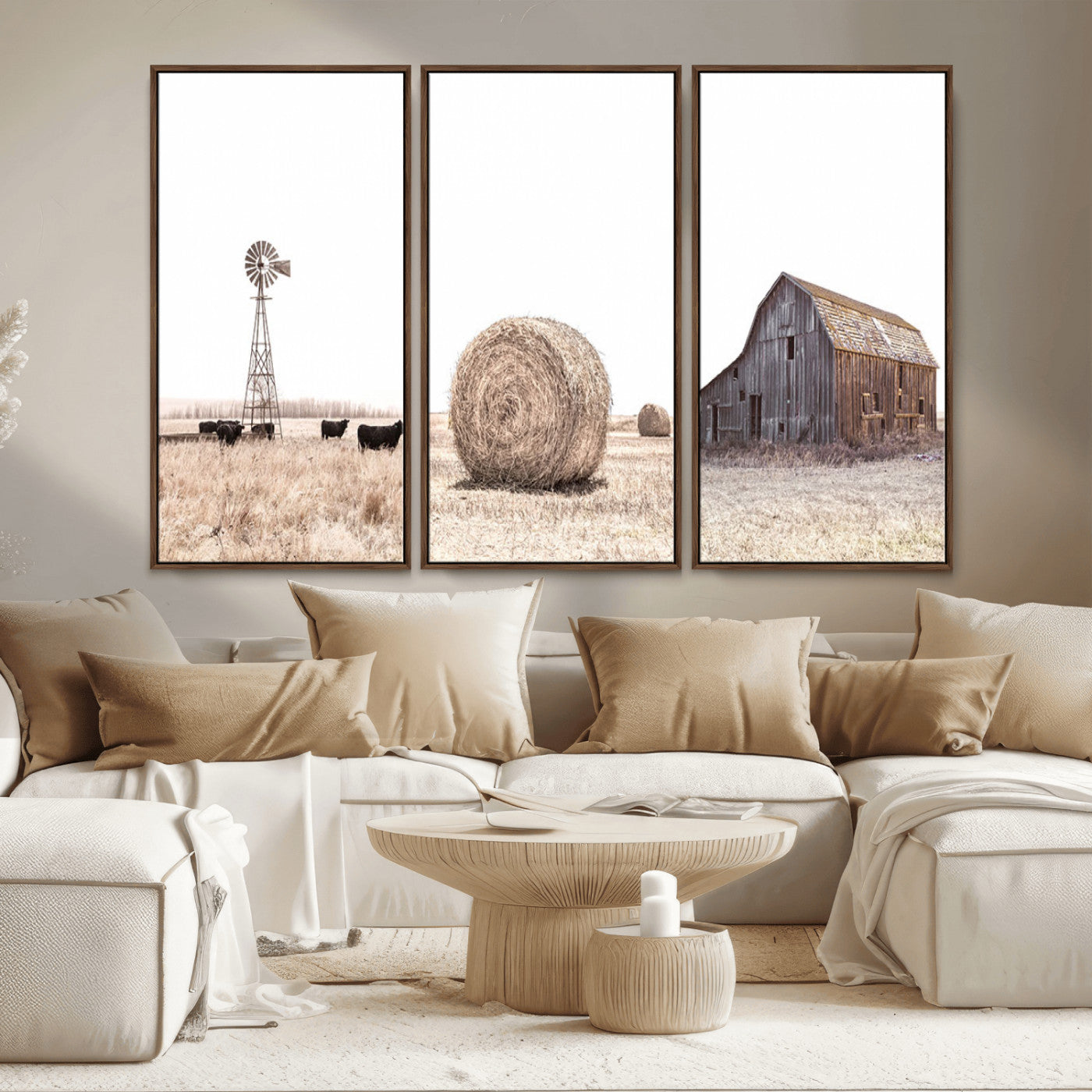 MGV-FC-48X32-3P - Farm Prints Set, Set of 6 Farmhouse Wall Art, Country House Decor, Barn Print, Wheat Print,