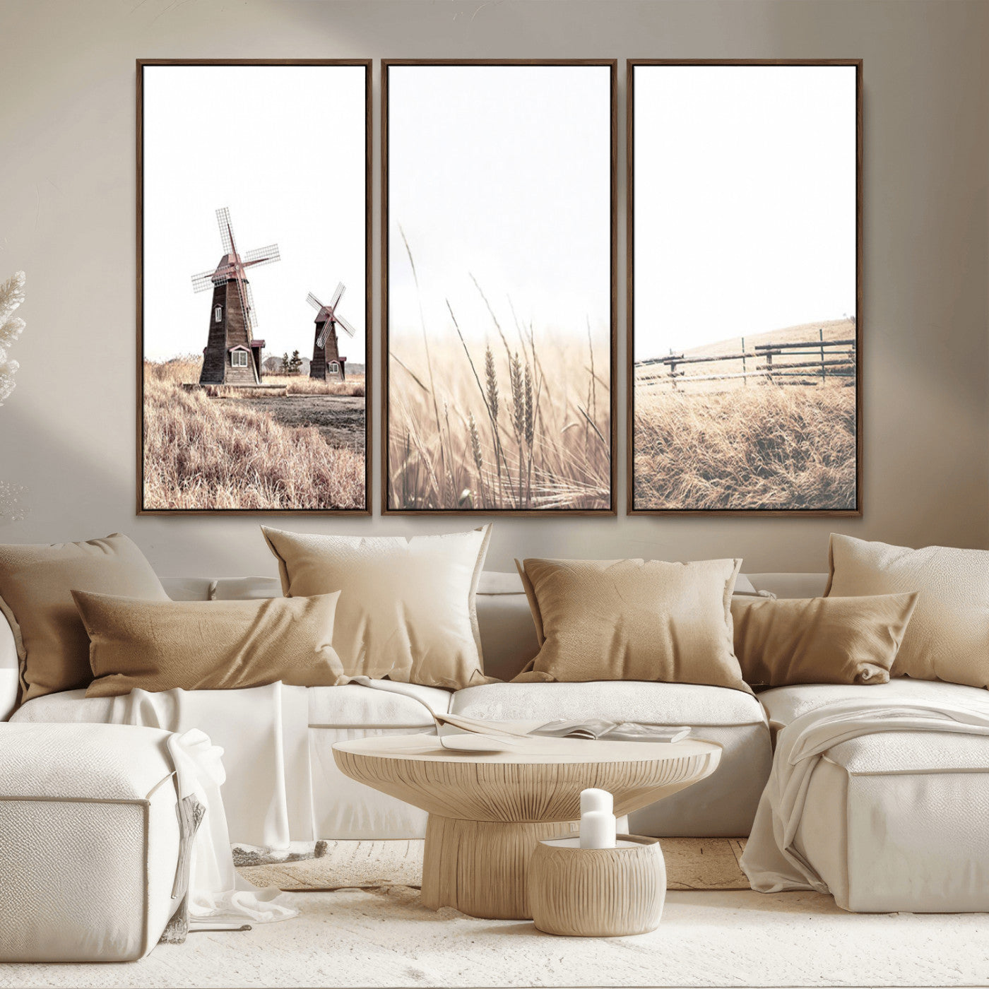 MGV-FC-48X32-3P - Farm Prints Set, Set of 3 Farmhouse Wall Art, Country House Decor, Barn Print, Wheat Print,